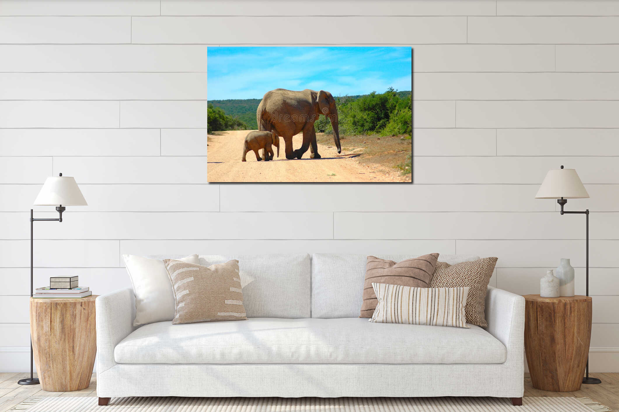 Canvas hanging interior mockup