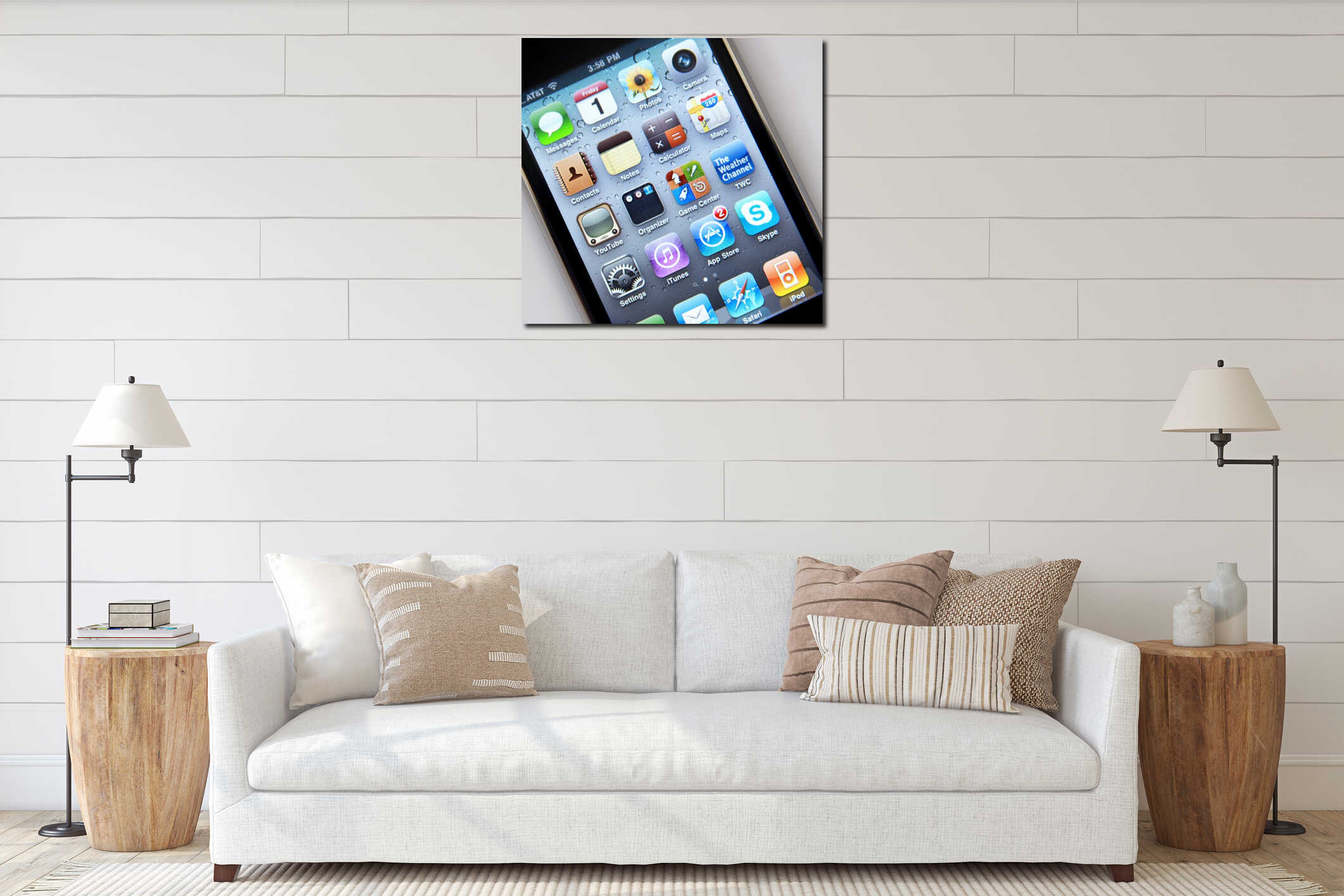 Canvas hanging interior mockup