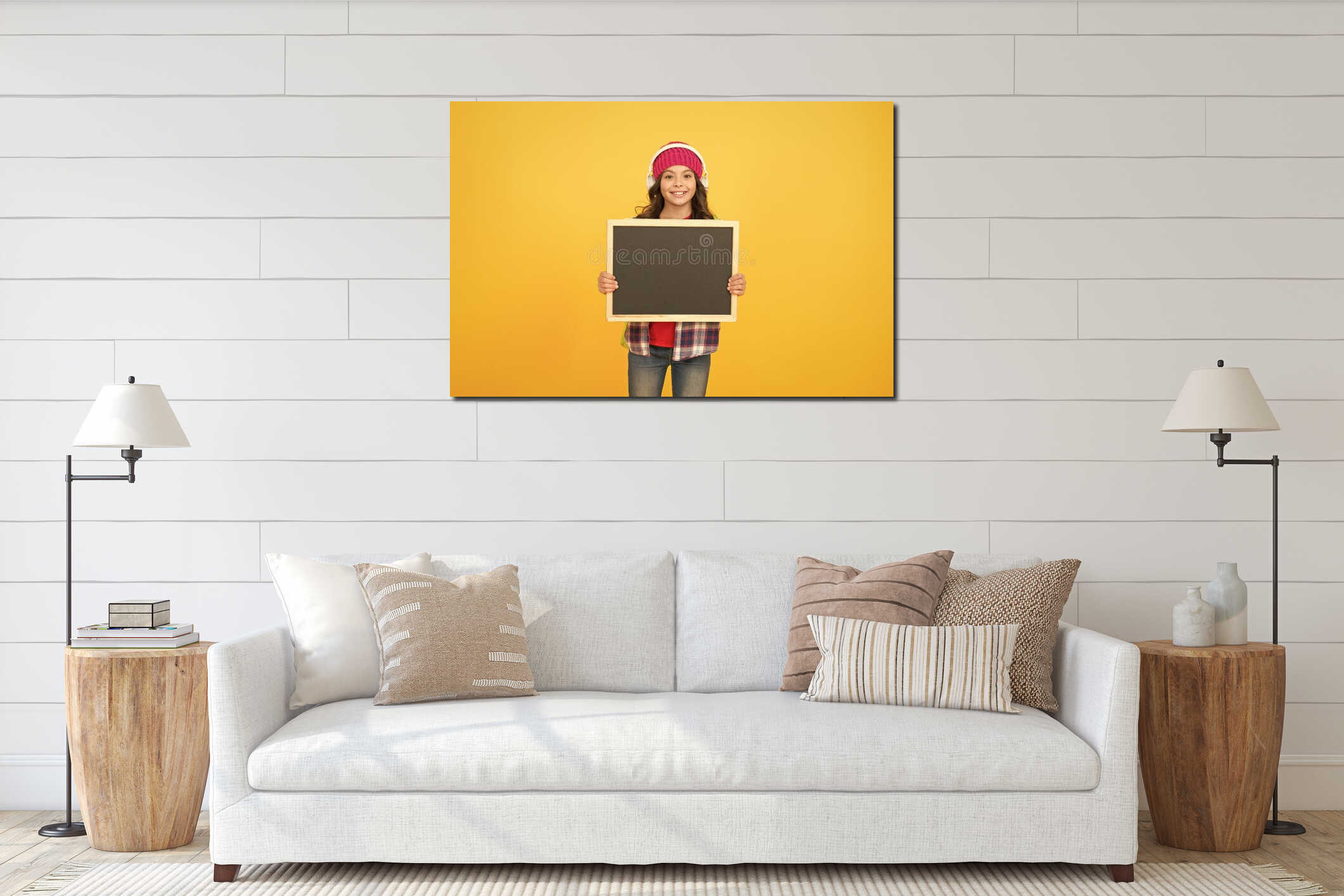 Canvas hanging interior mockup
