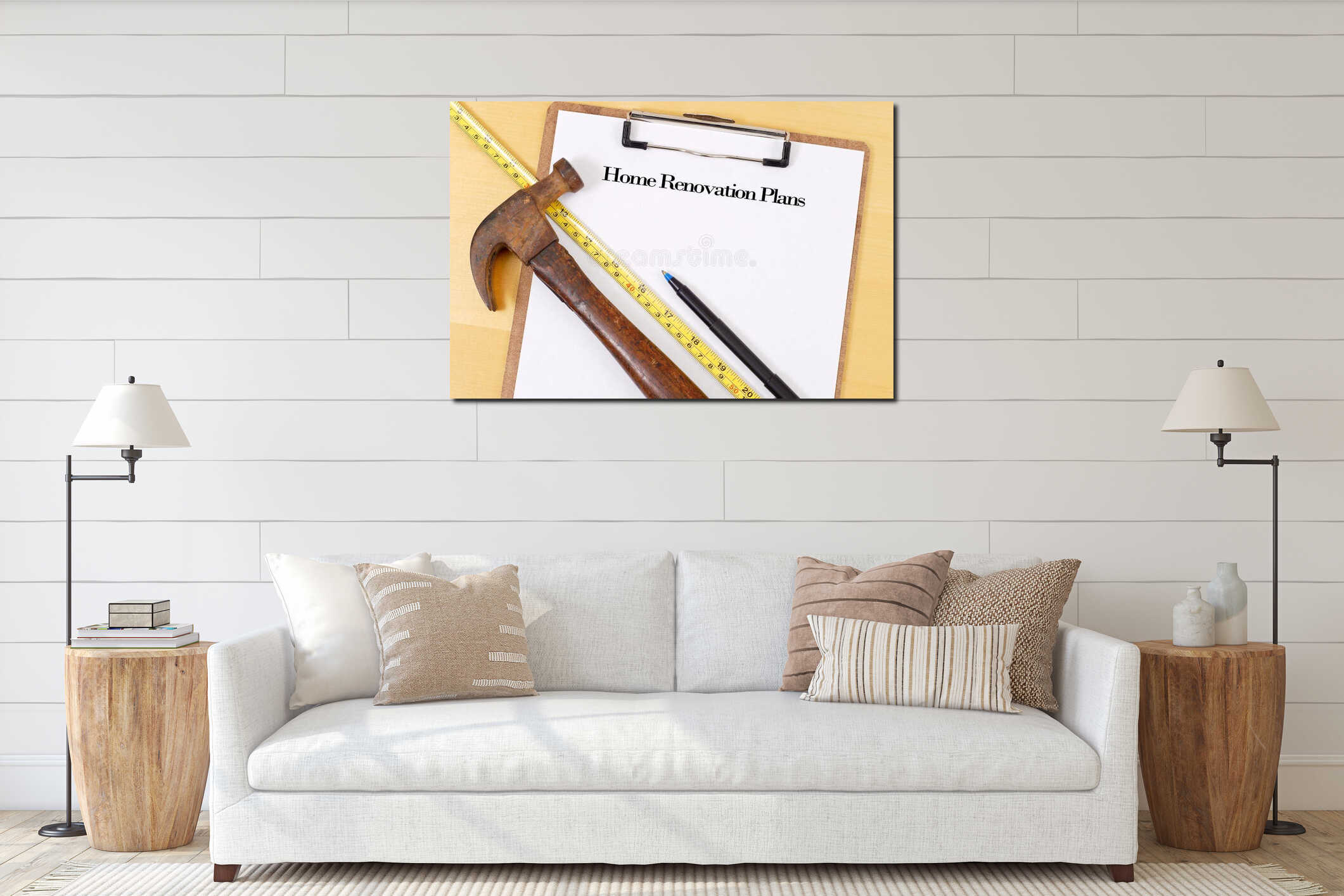 Canvas hanging interior mockup