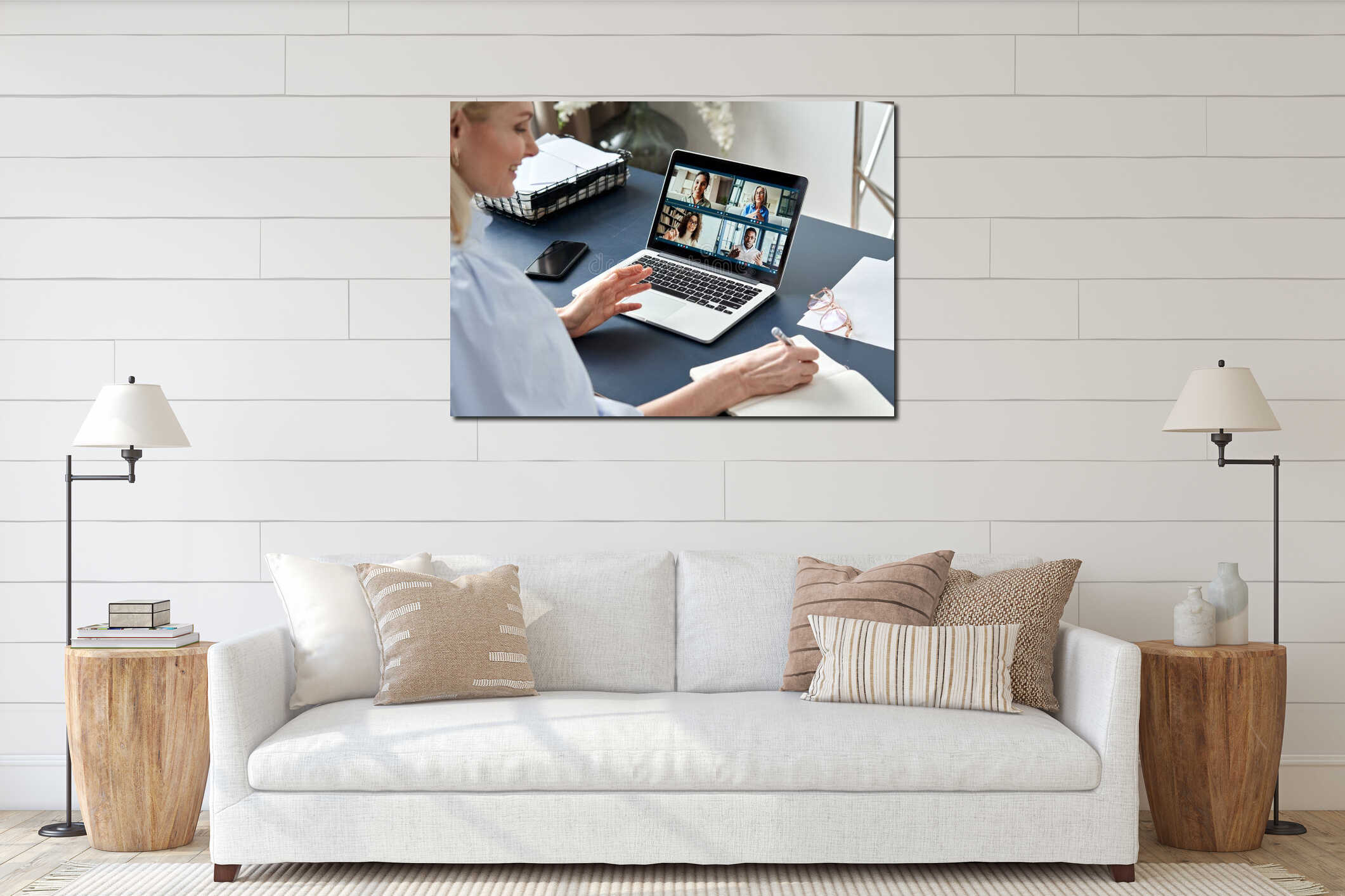 Canvas hanging interior mockup