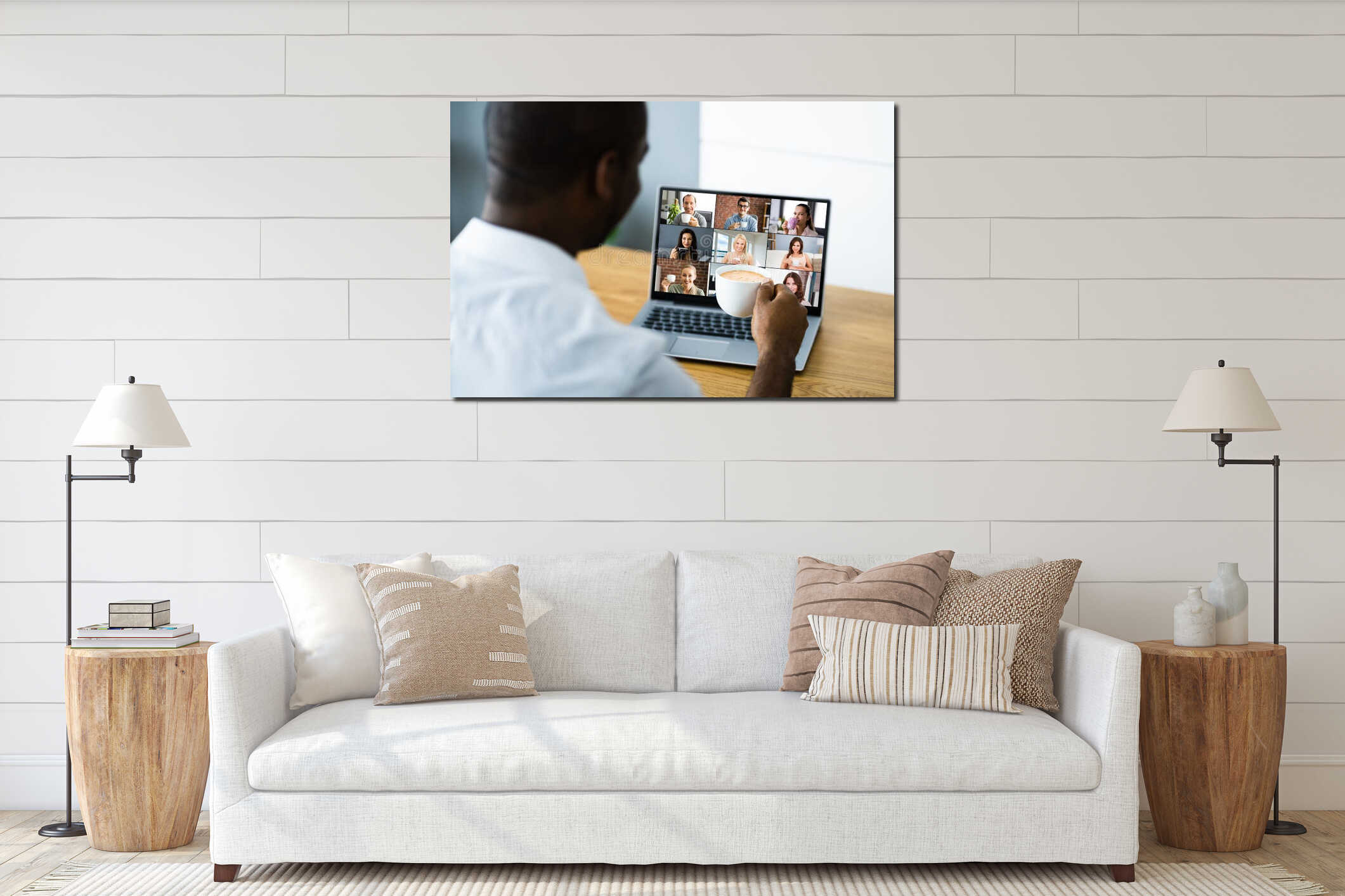 Canvas hanging interior mockup