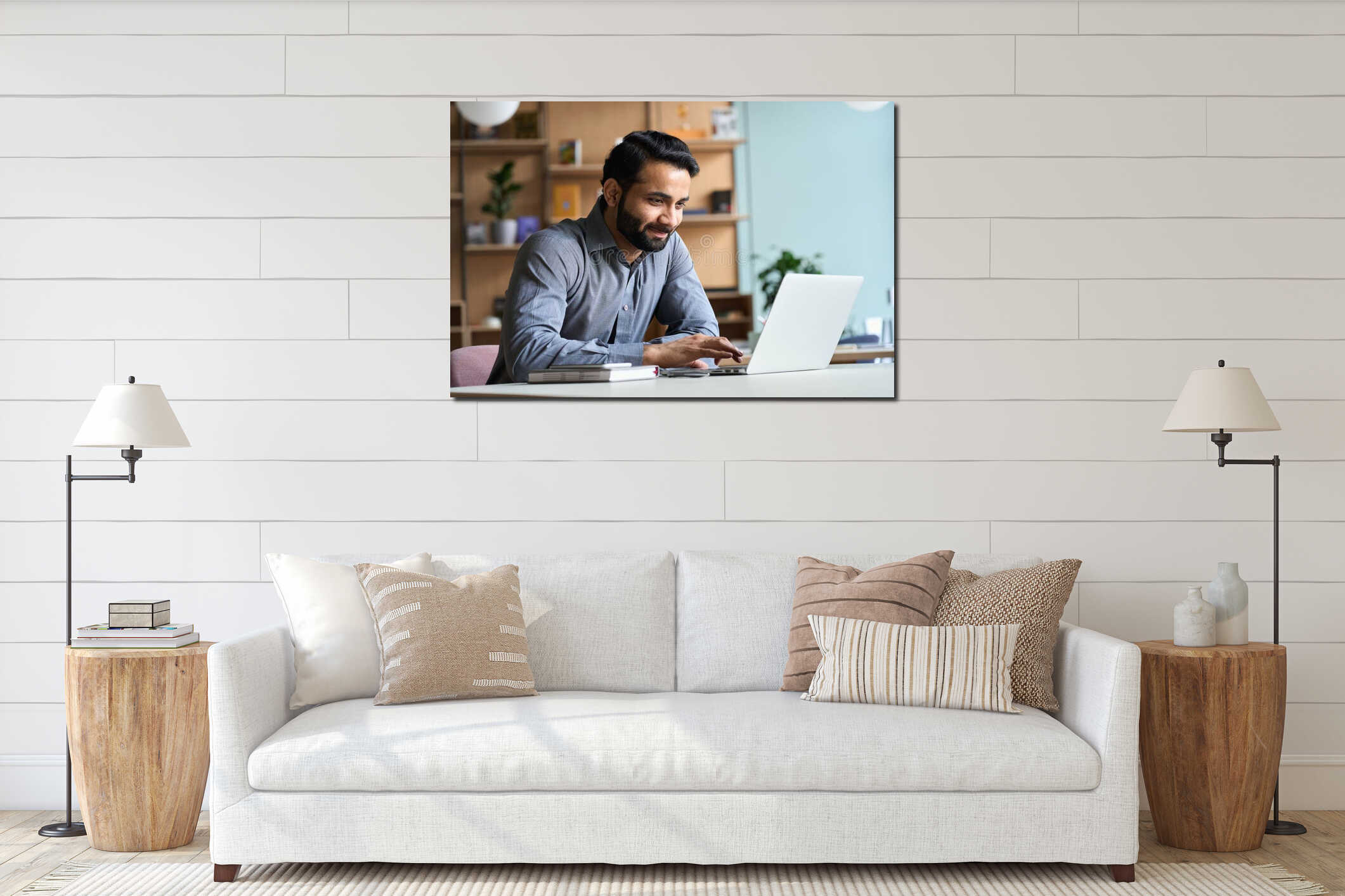 Canvas hanging interior mockup