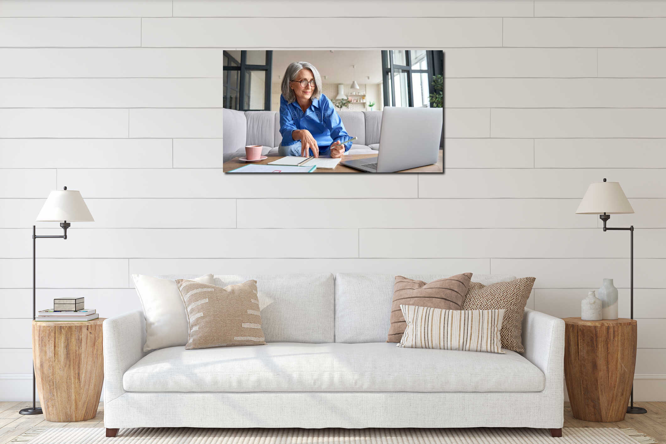 Canvas hanging interior mockup