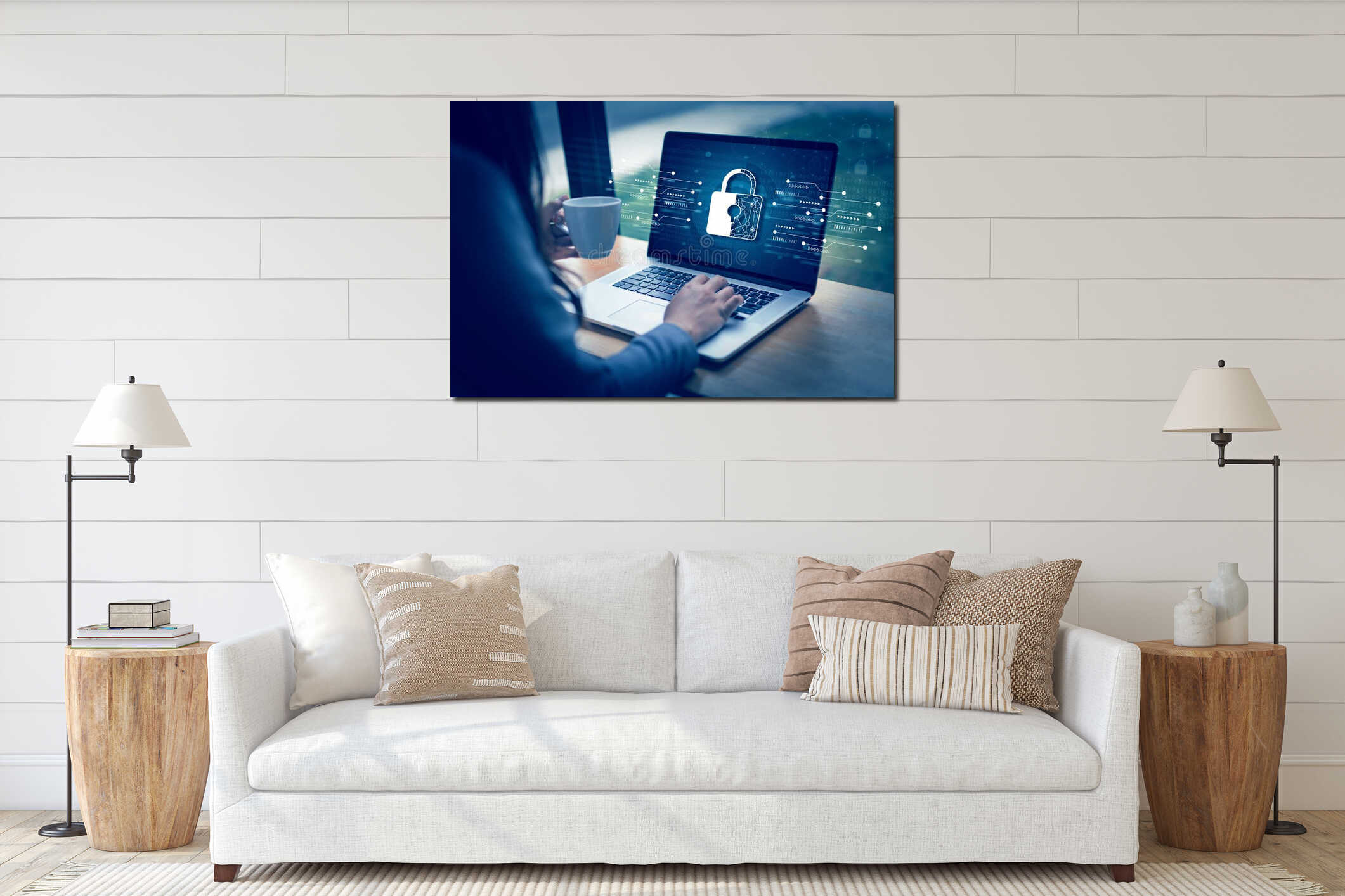 Canvas hanging interior mockup