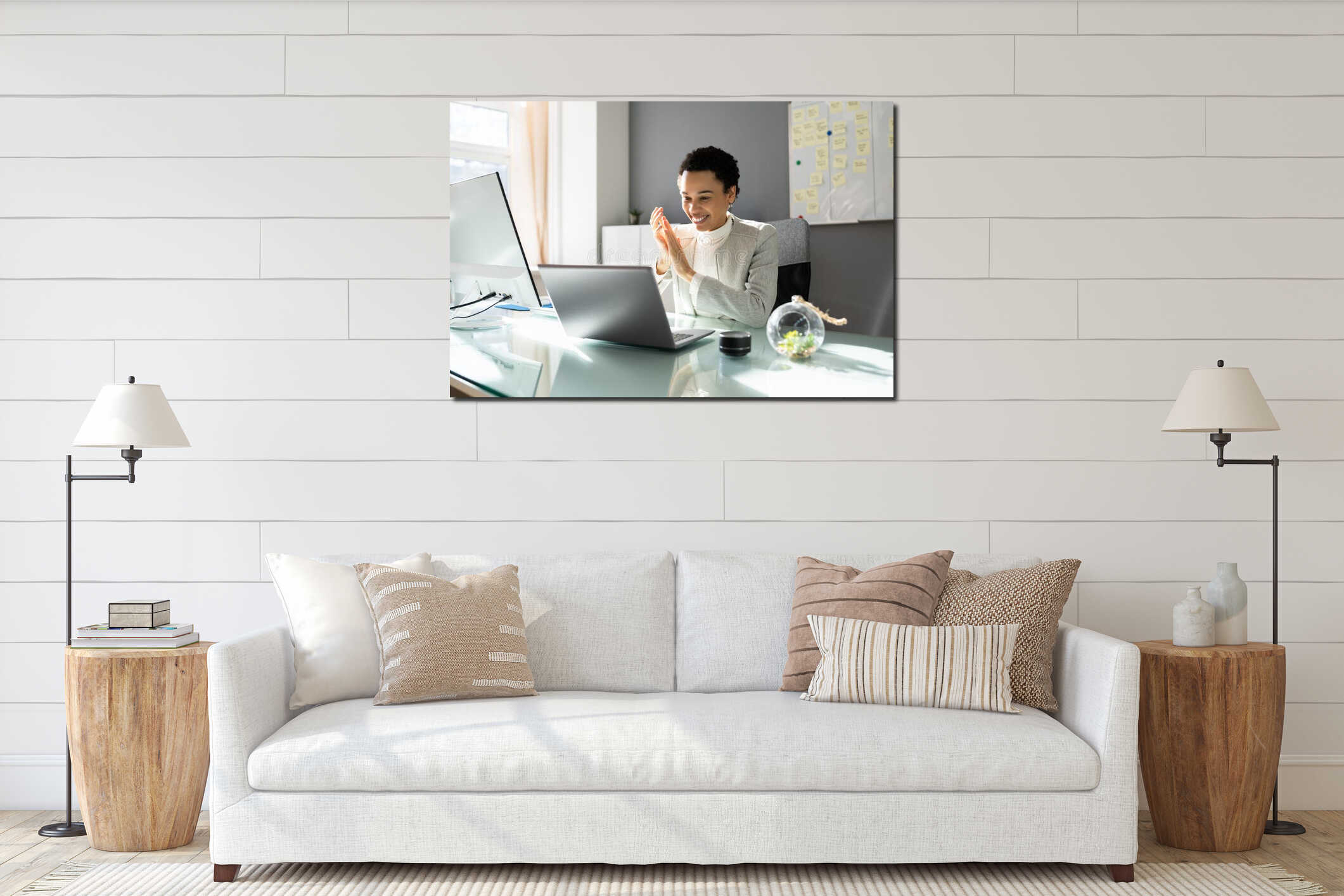 Canvas hanging interior mockup