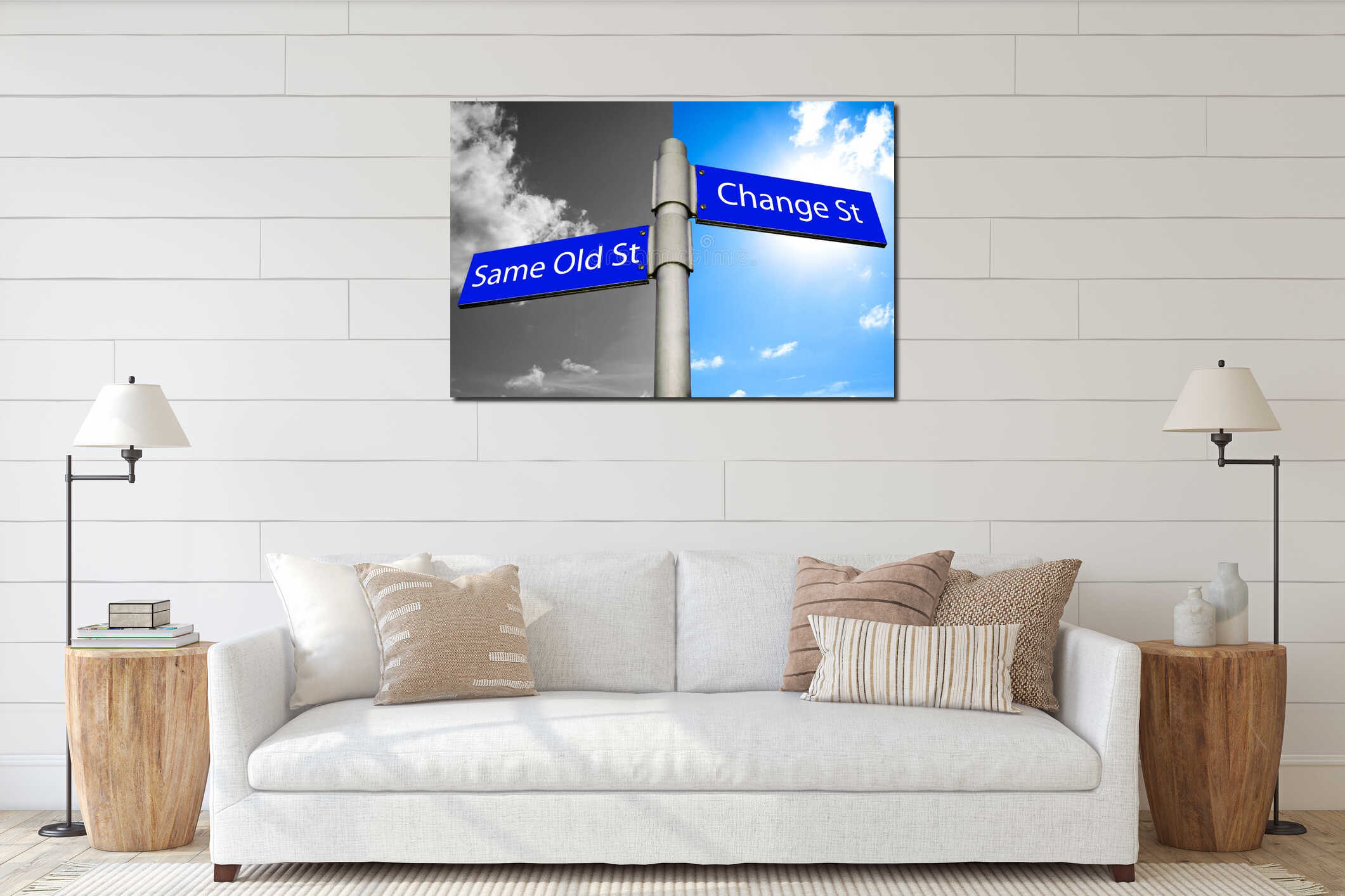 Canvas hanging interior mockup