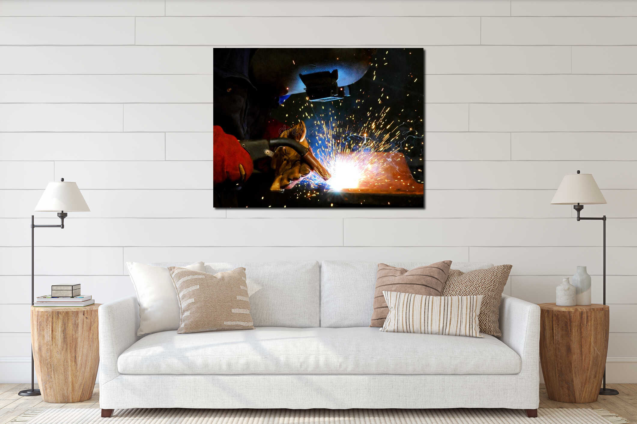 Canvas hanging interior mockup