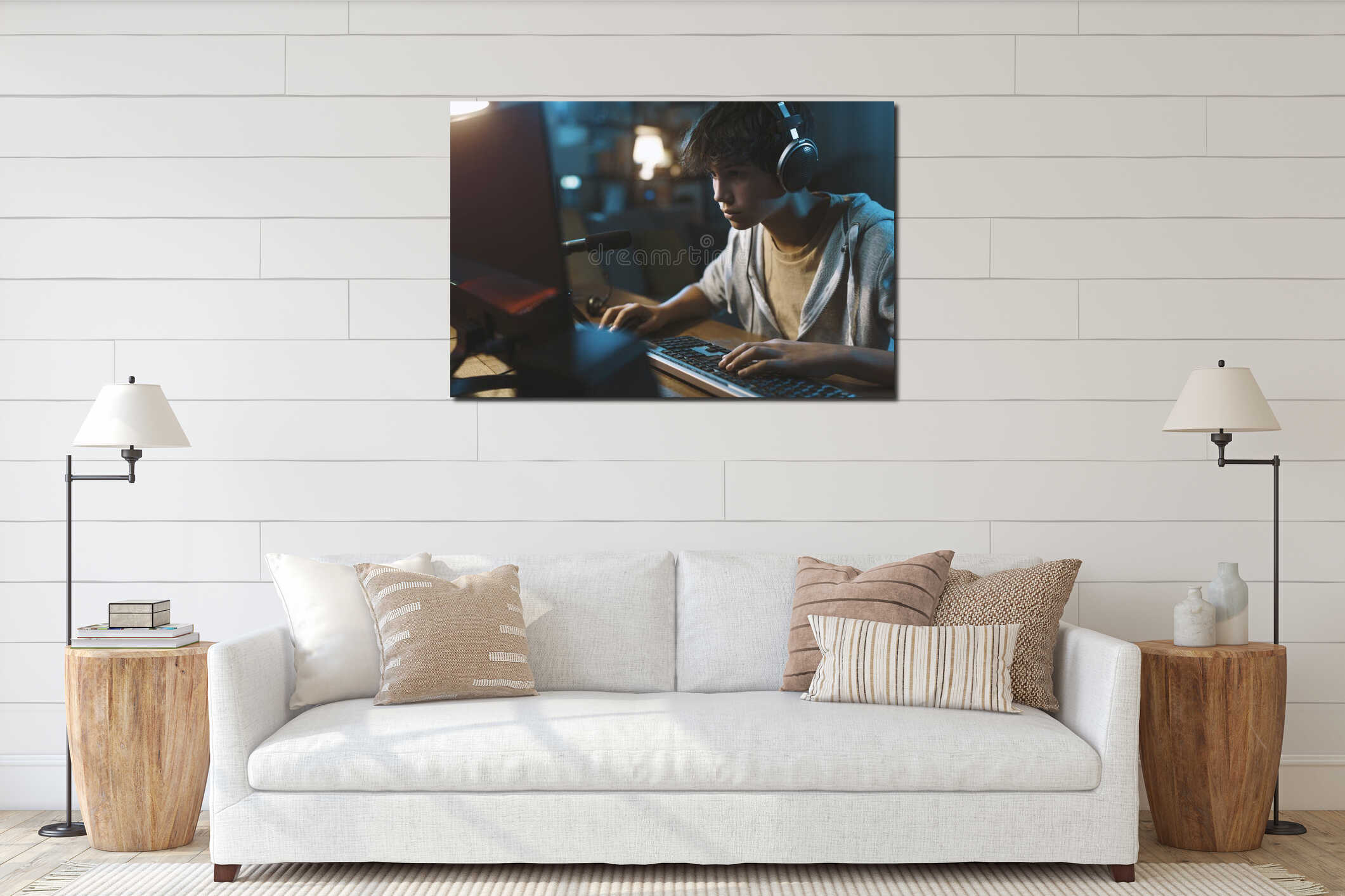 Canvas hanging interior mockup