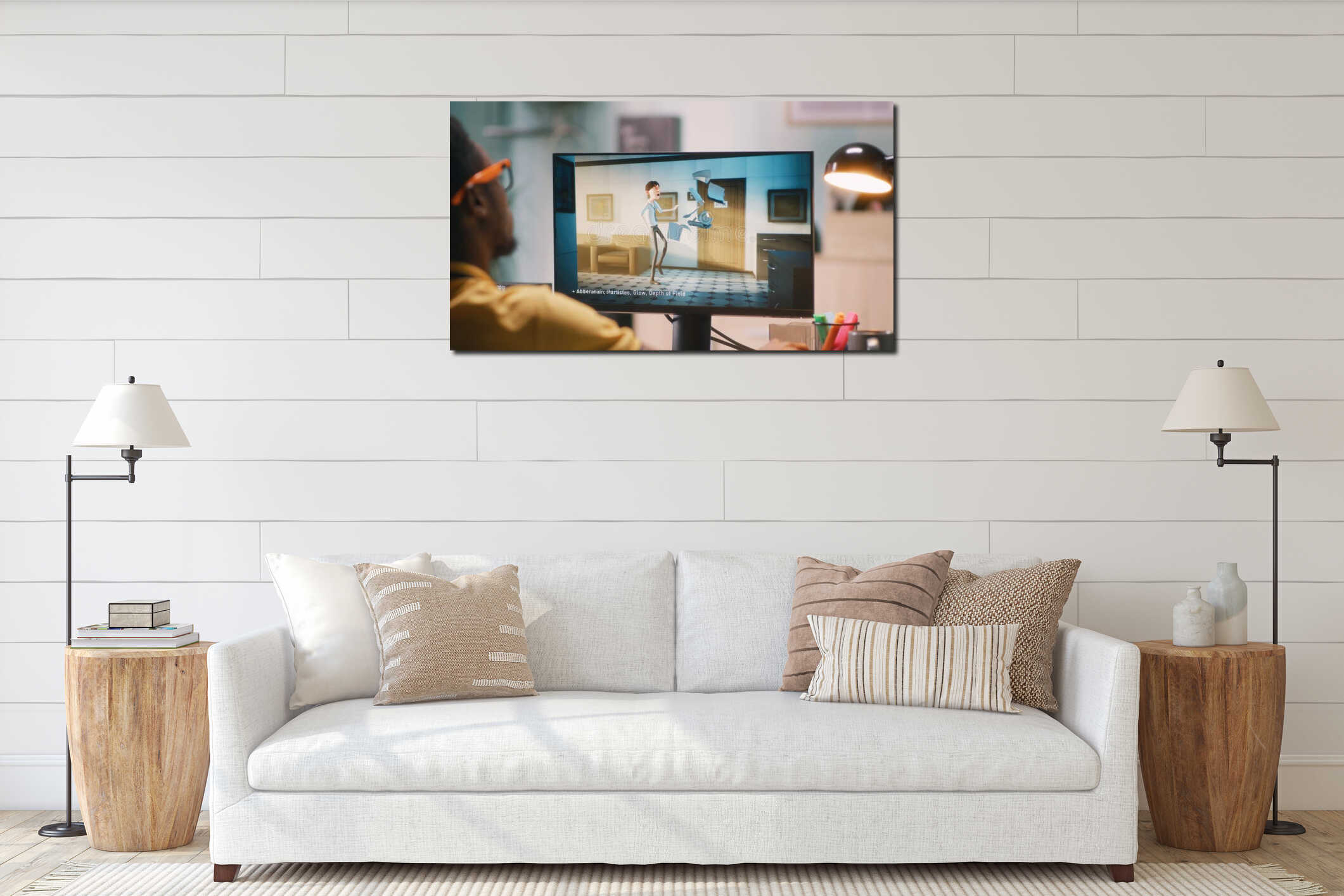 Canvas hanging interior mockup