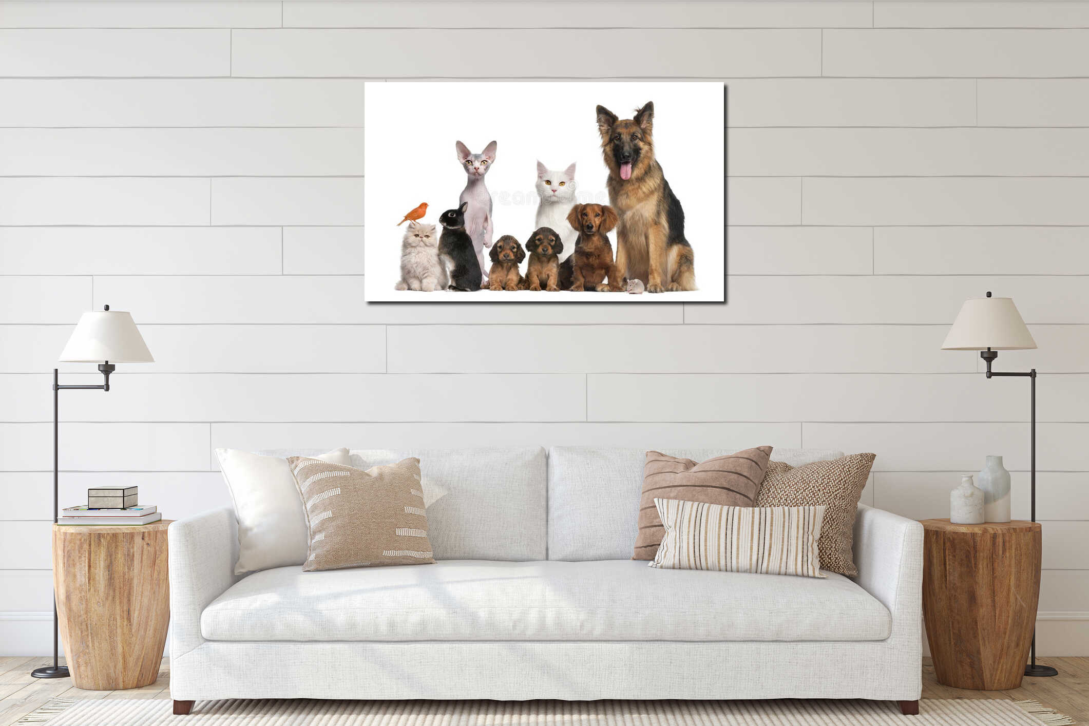 Canvas hanging interior mockup