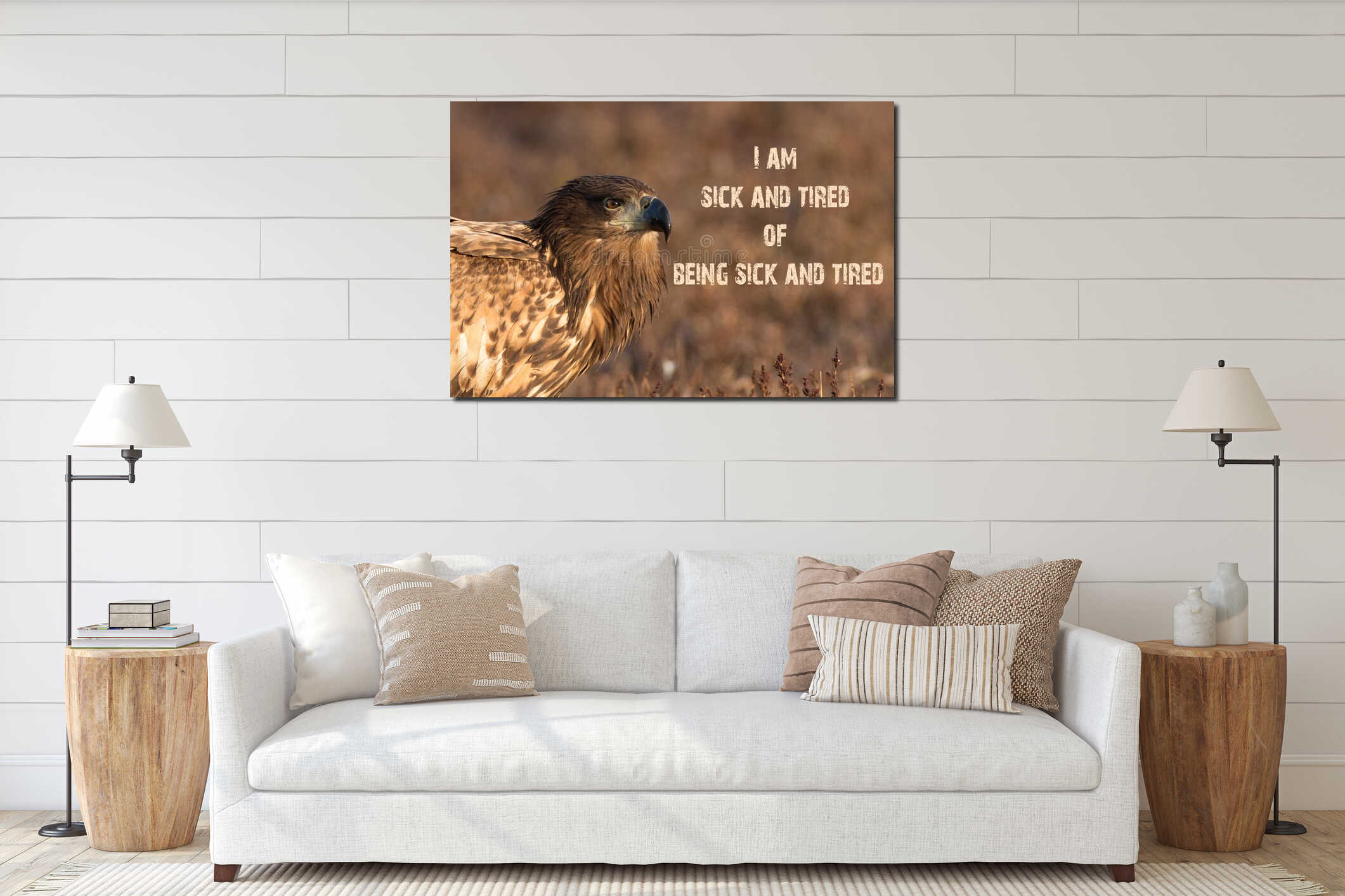 Canvas hanging interior mockup