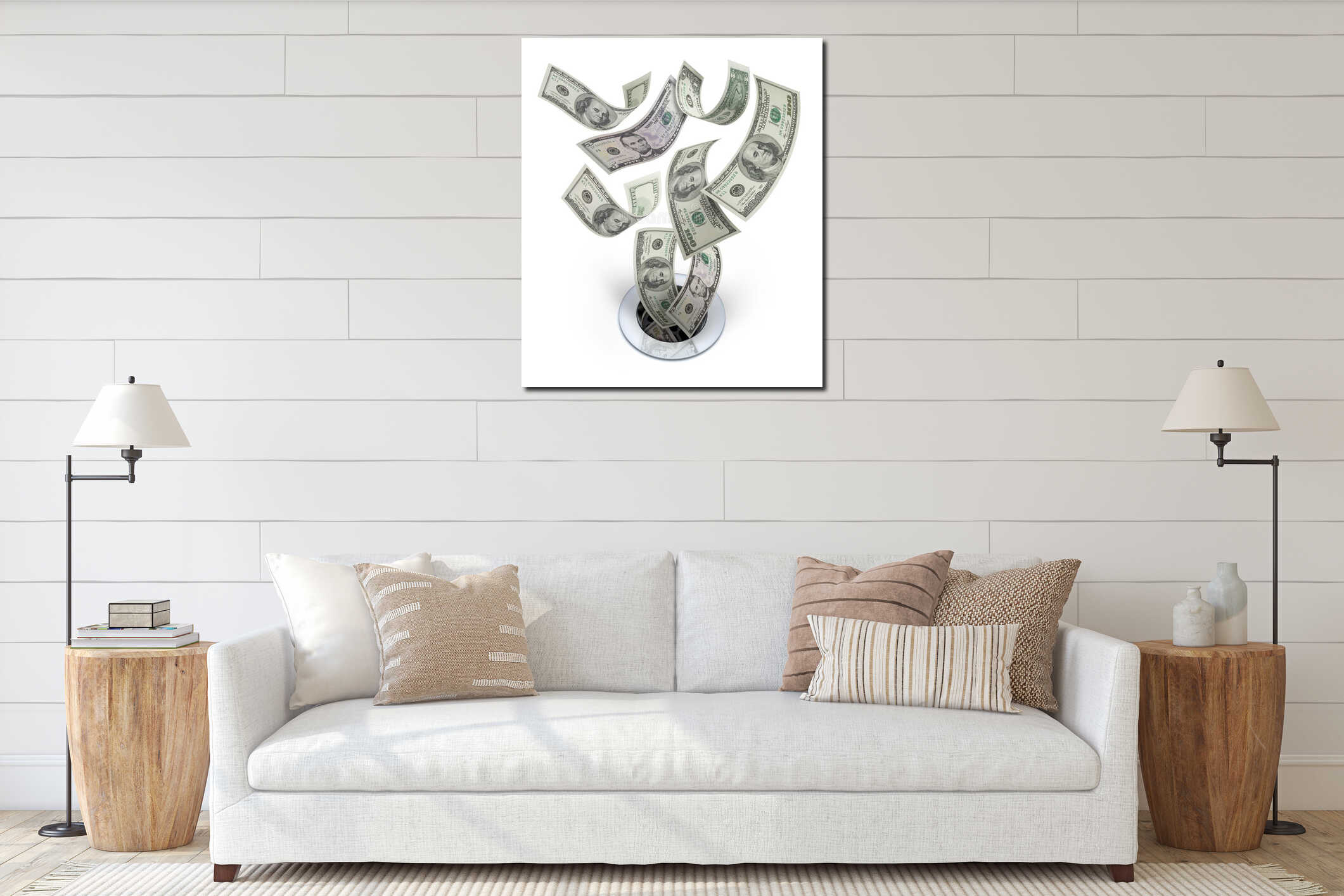 Canvas hanging interior mockup