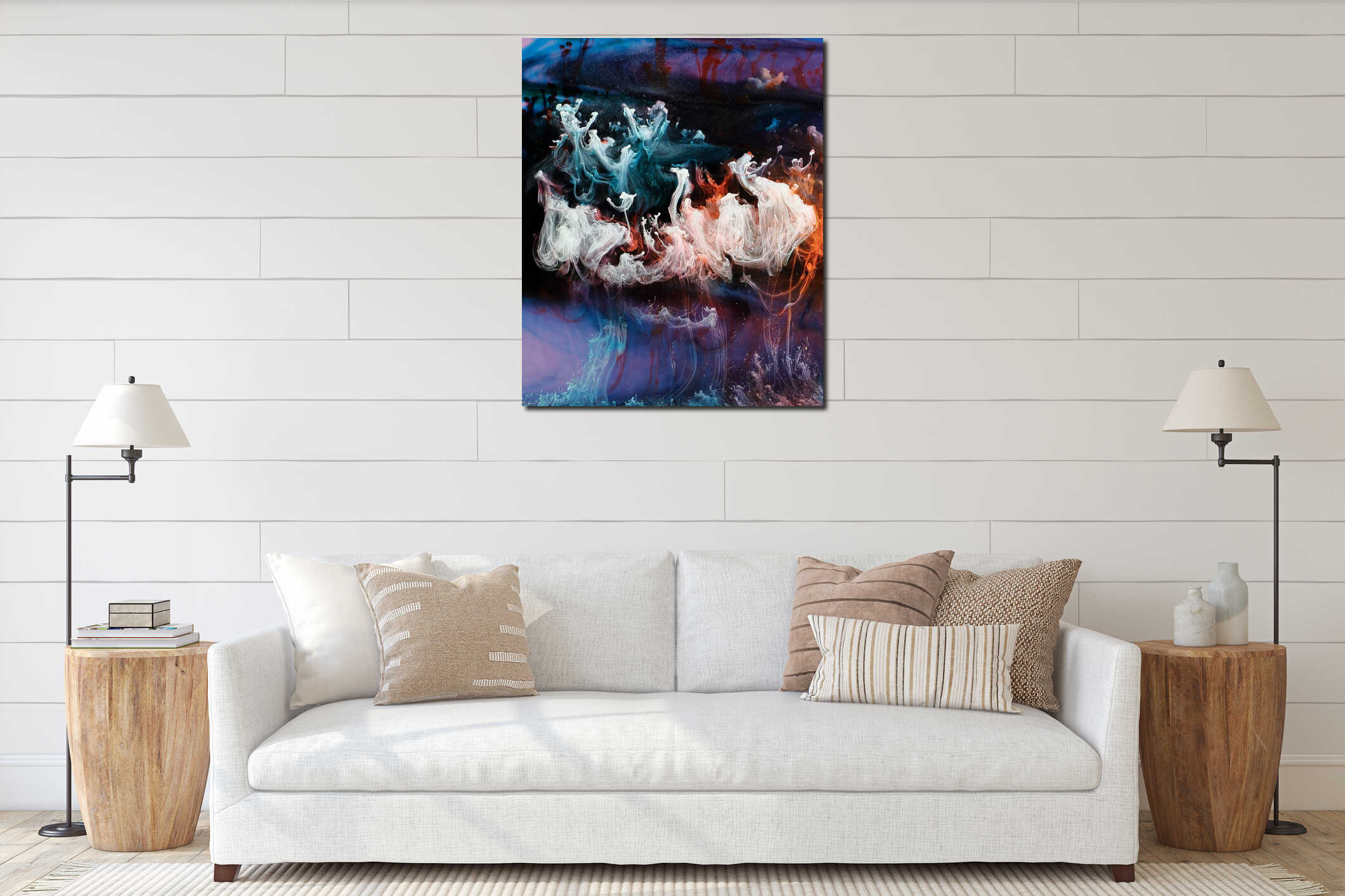 Canvas hanging interior mockup