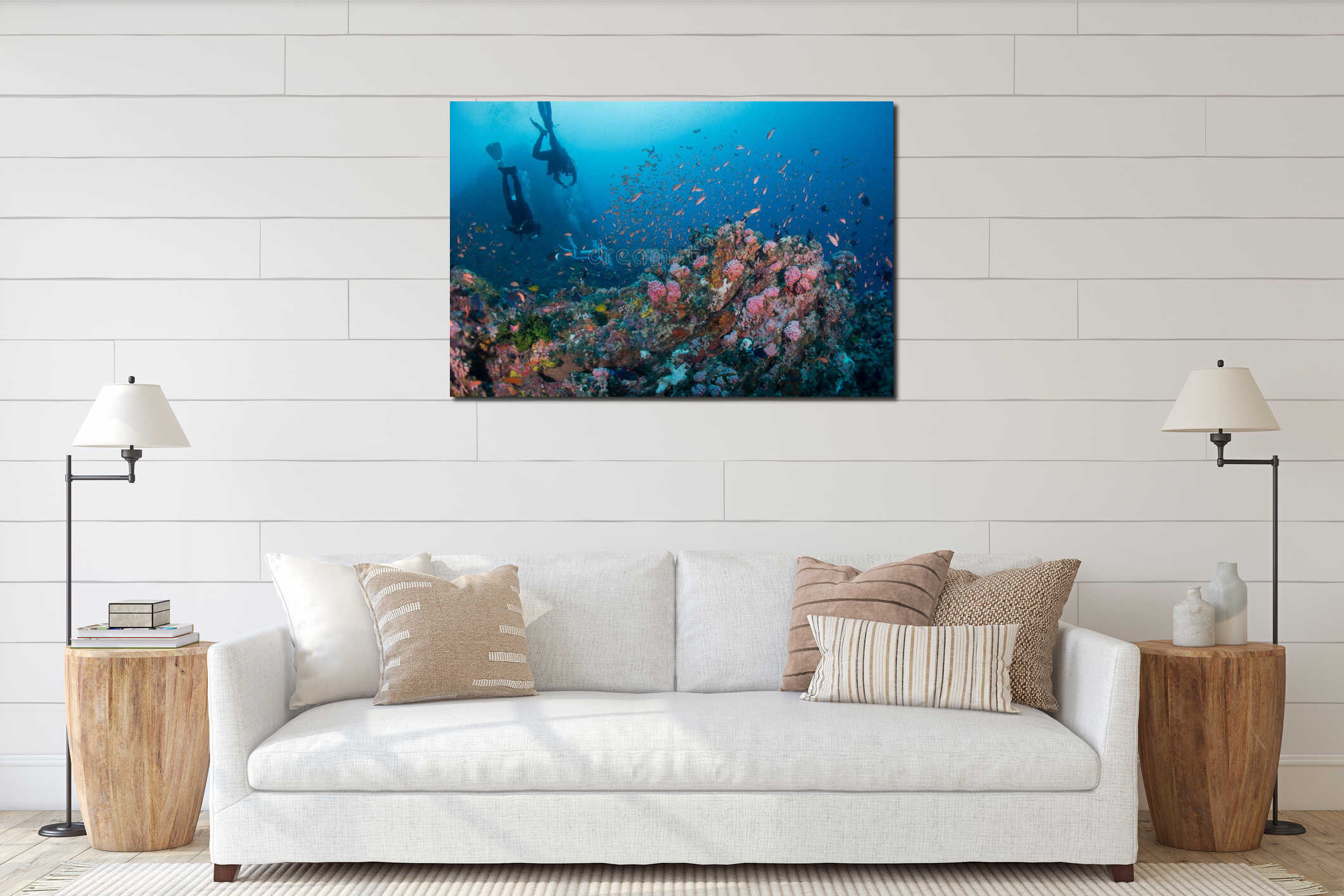 Canvas hanging interior mockup