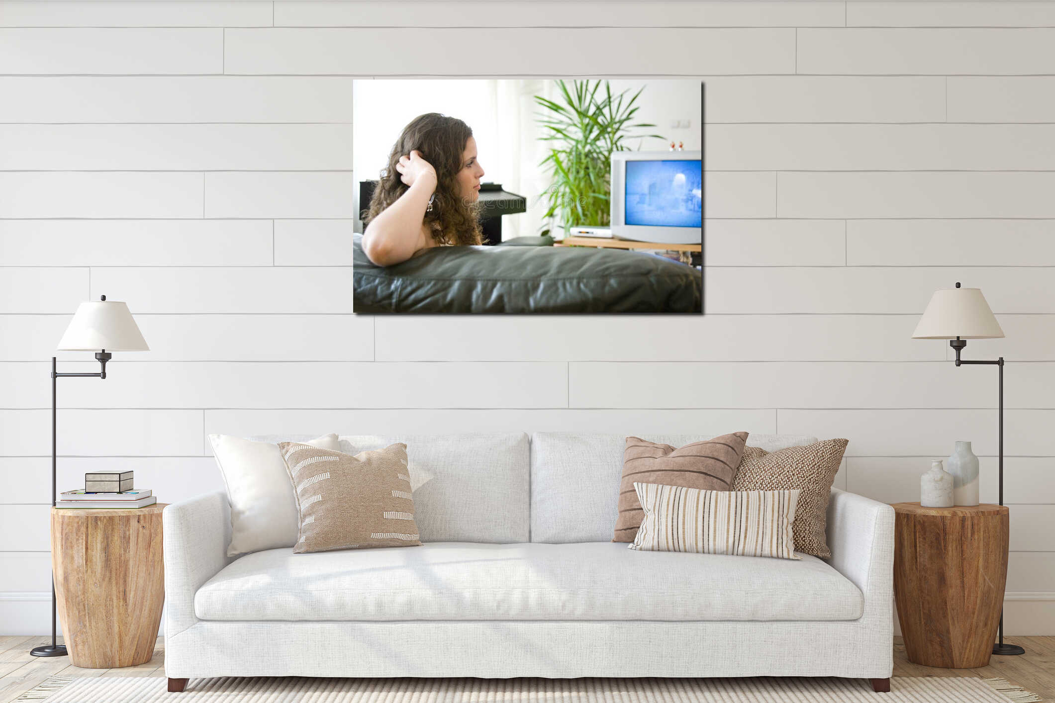 Canvas hanging interior mockup