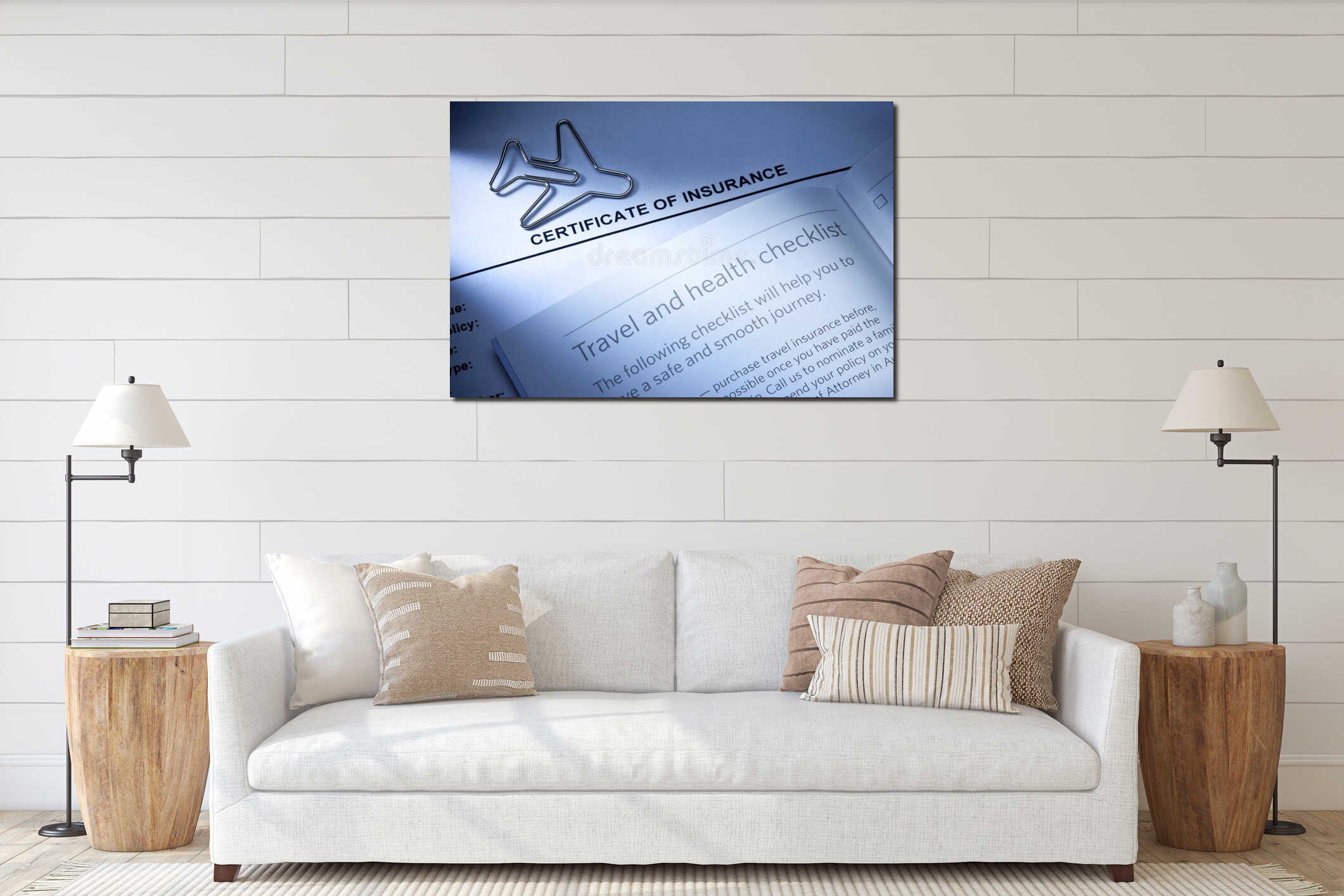 Canvas hanging interior mockup