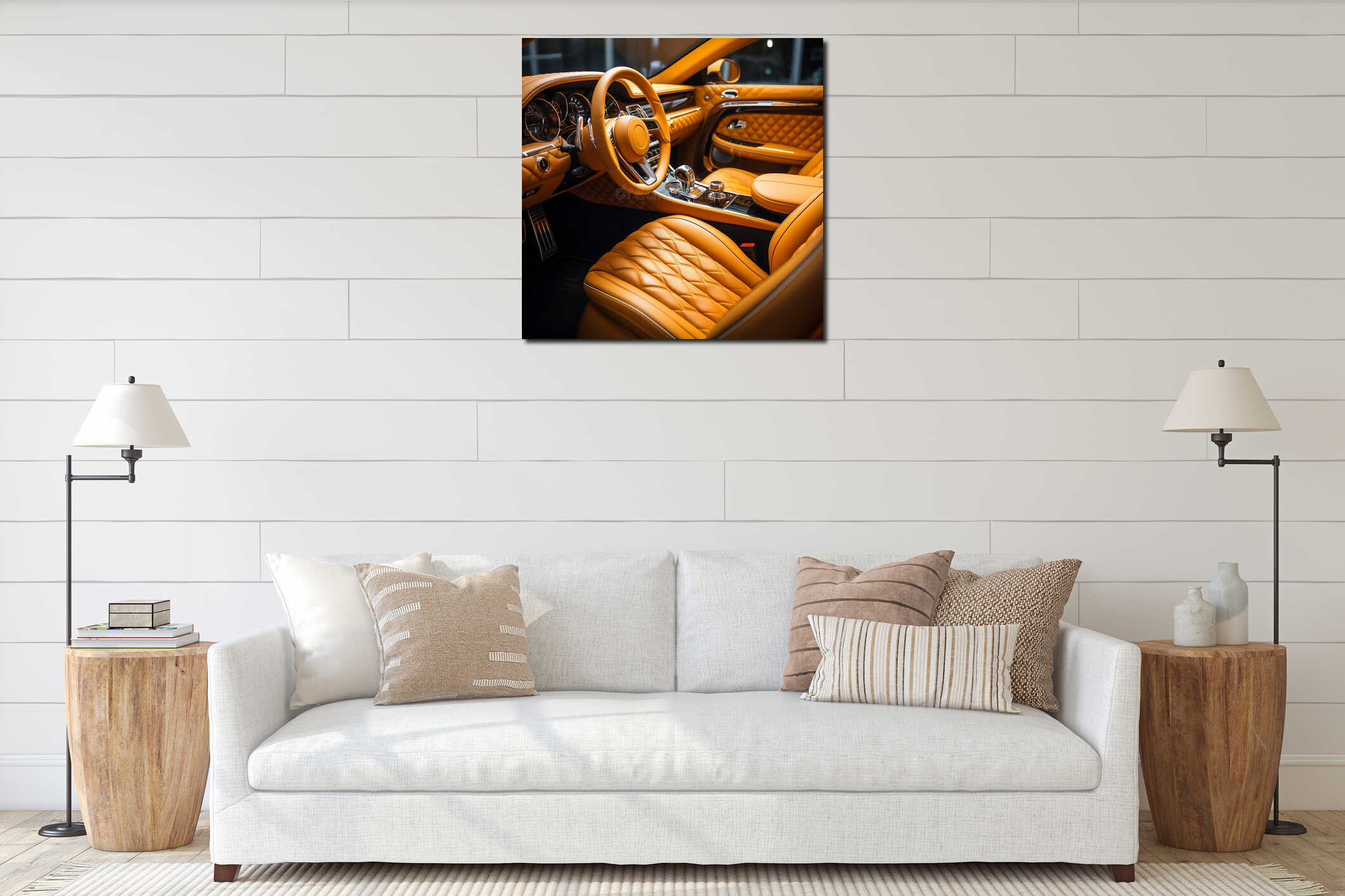 Canvas hanging interior mockup