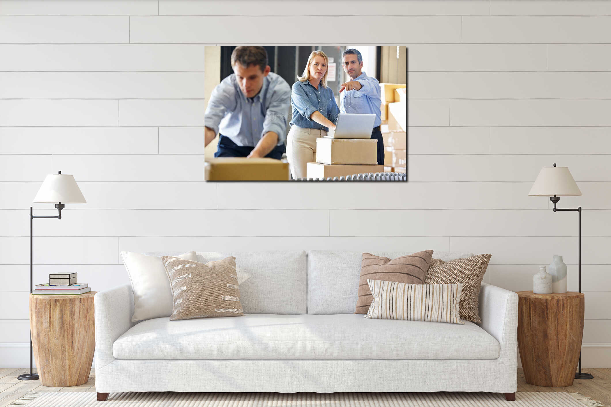 Canvas hanging interior mockup