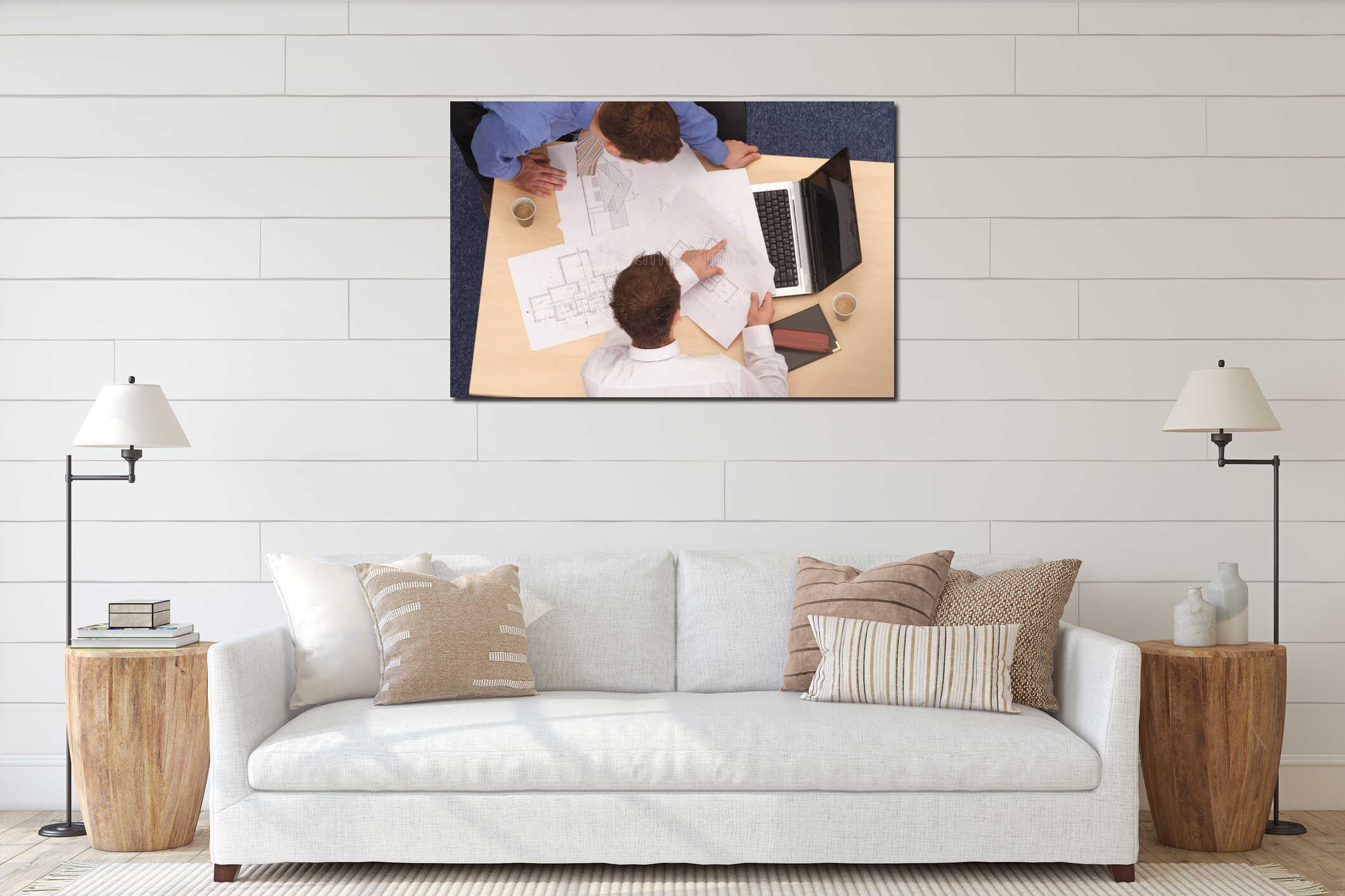 Canvas hanging interior mockup