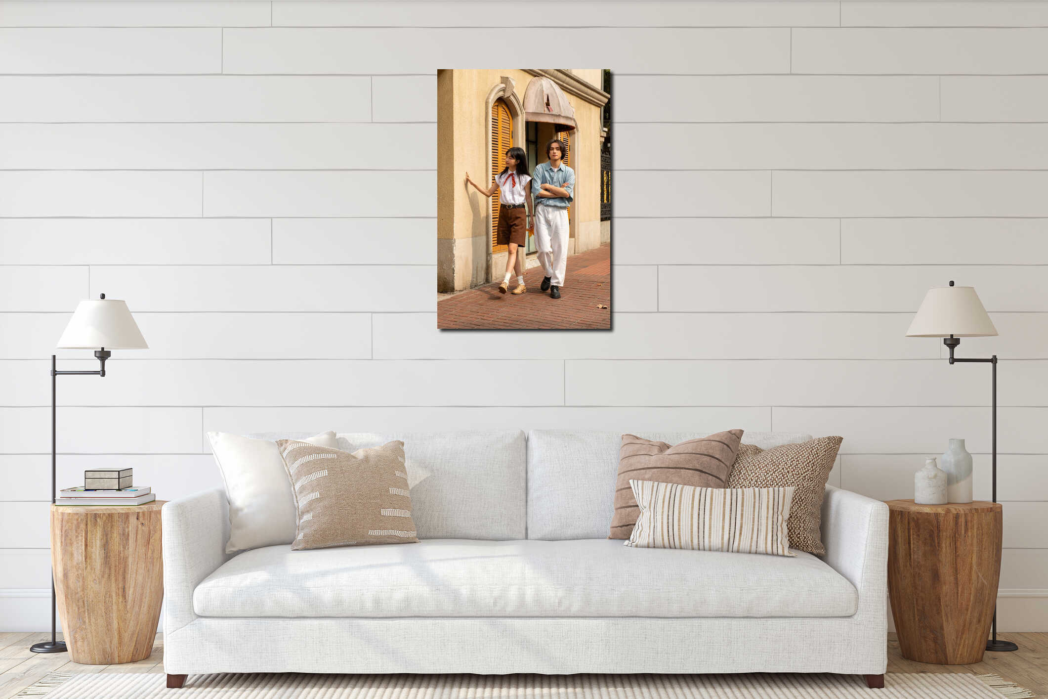 Canvas hanging interior mockup