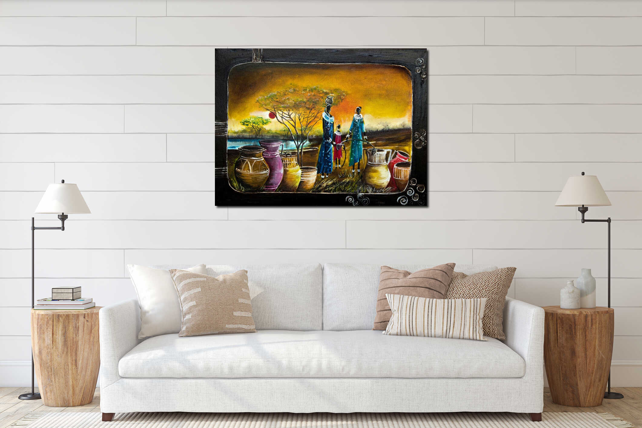 Canvas hanging interior mockup