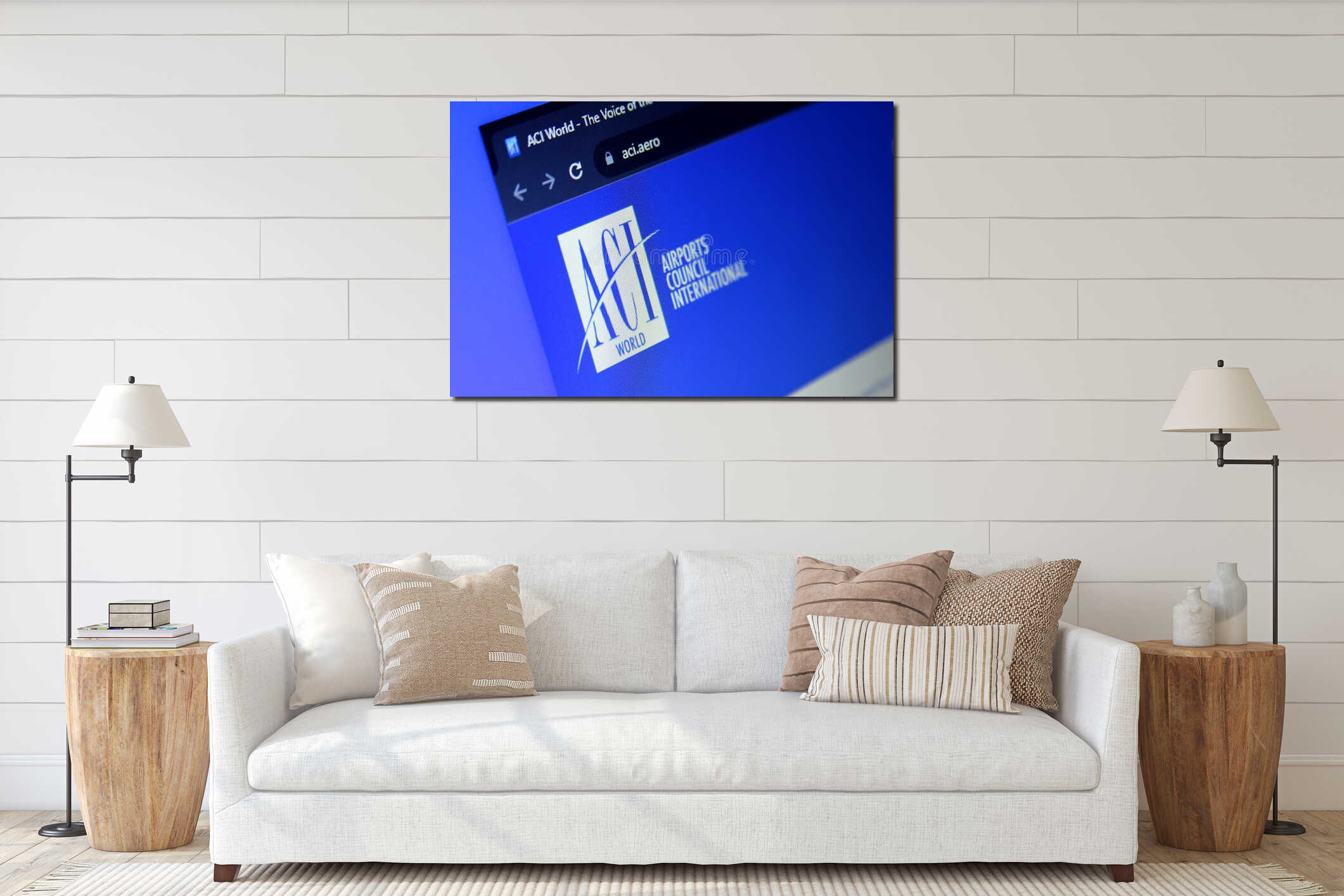 Canvas hanging interior mockup
