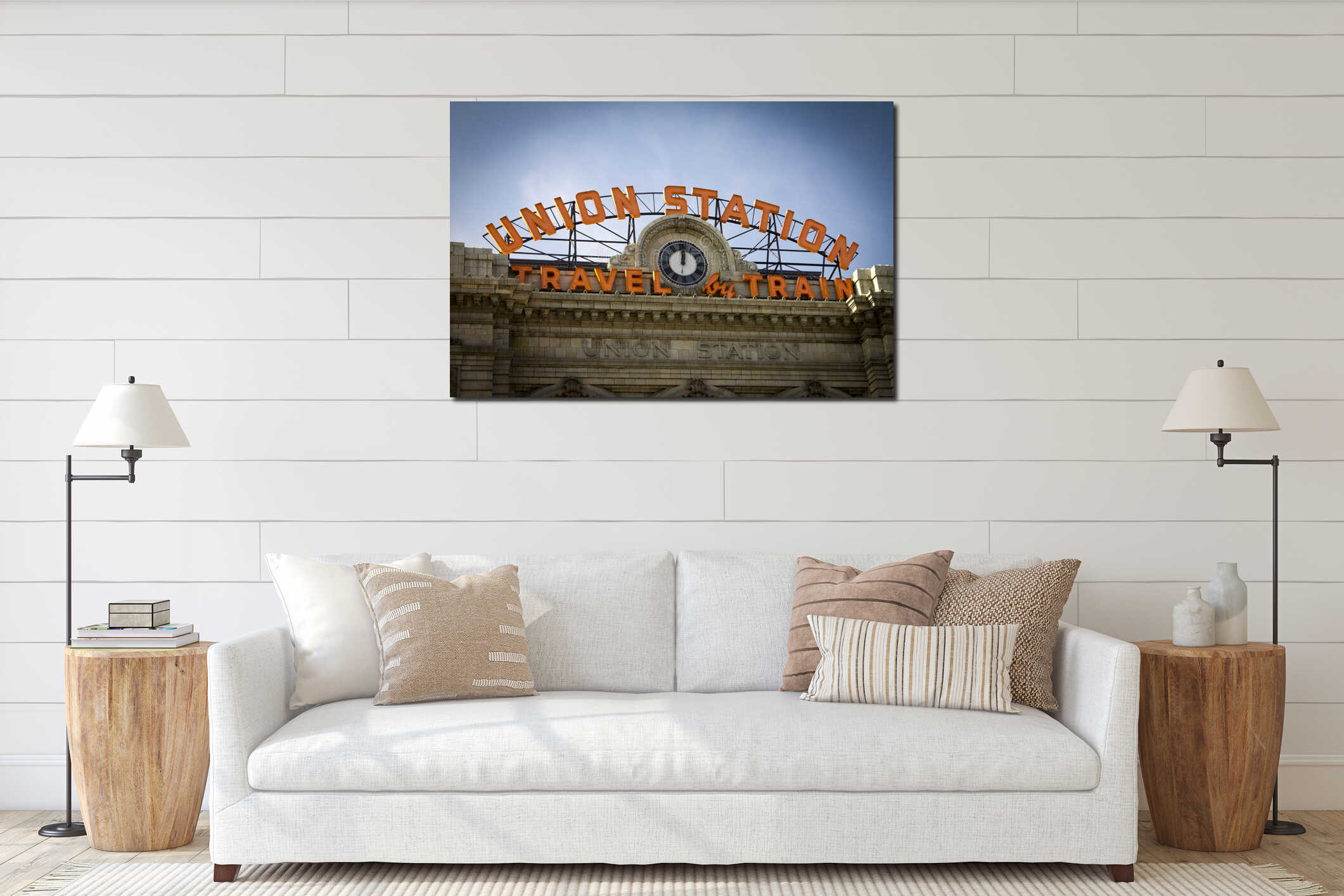 Canvas hanging interior mockup