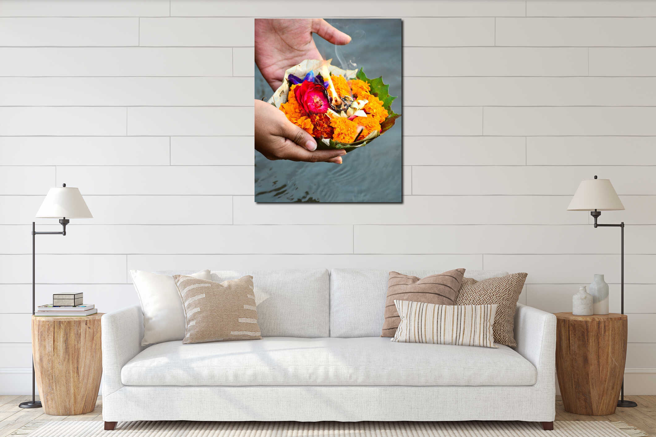 Canvas hanging interior mockup