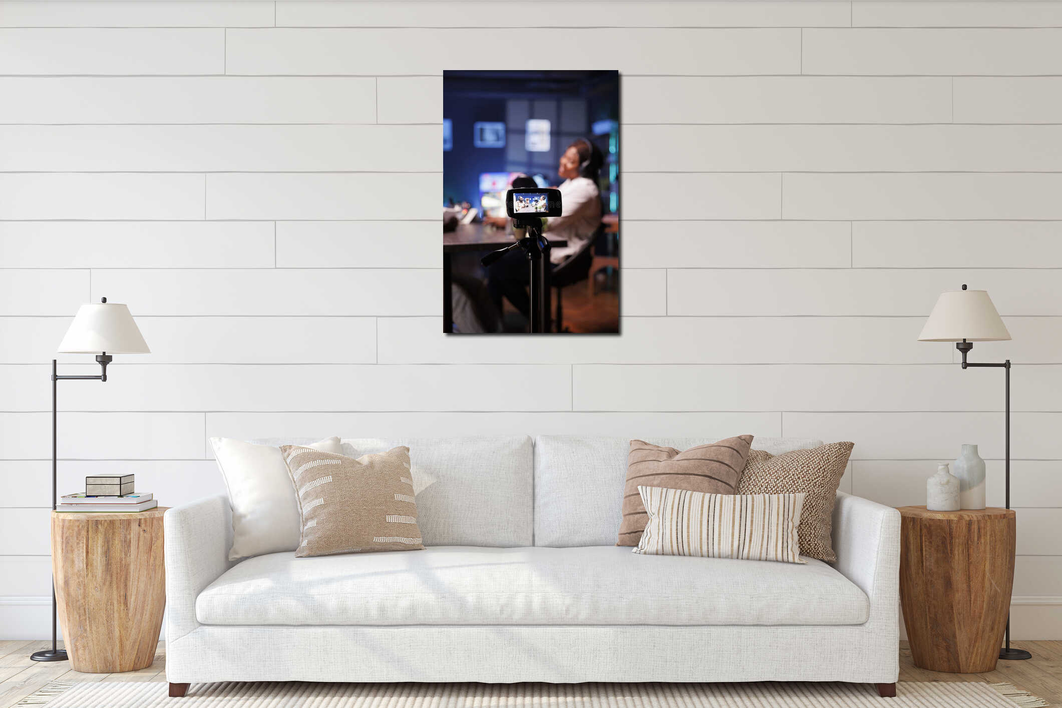 Canvas hanging interior mockup