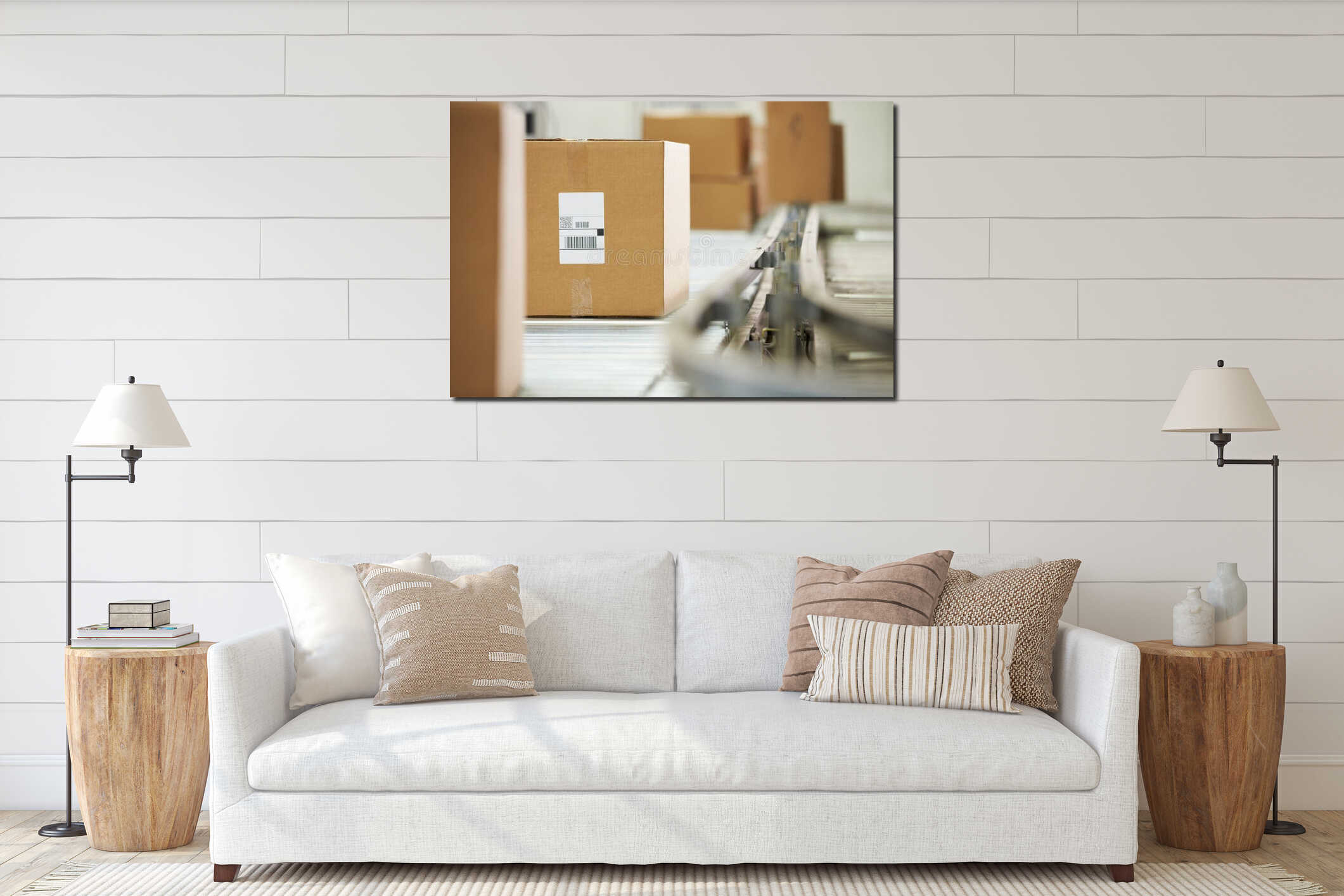 Canvas hanging interior mockup