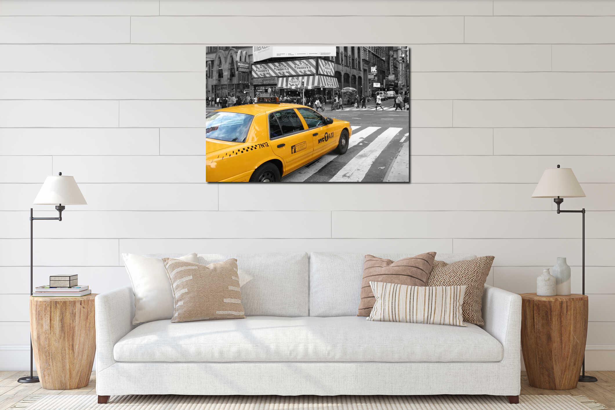 Canvas hanging interior mockup