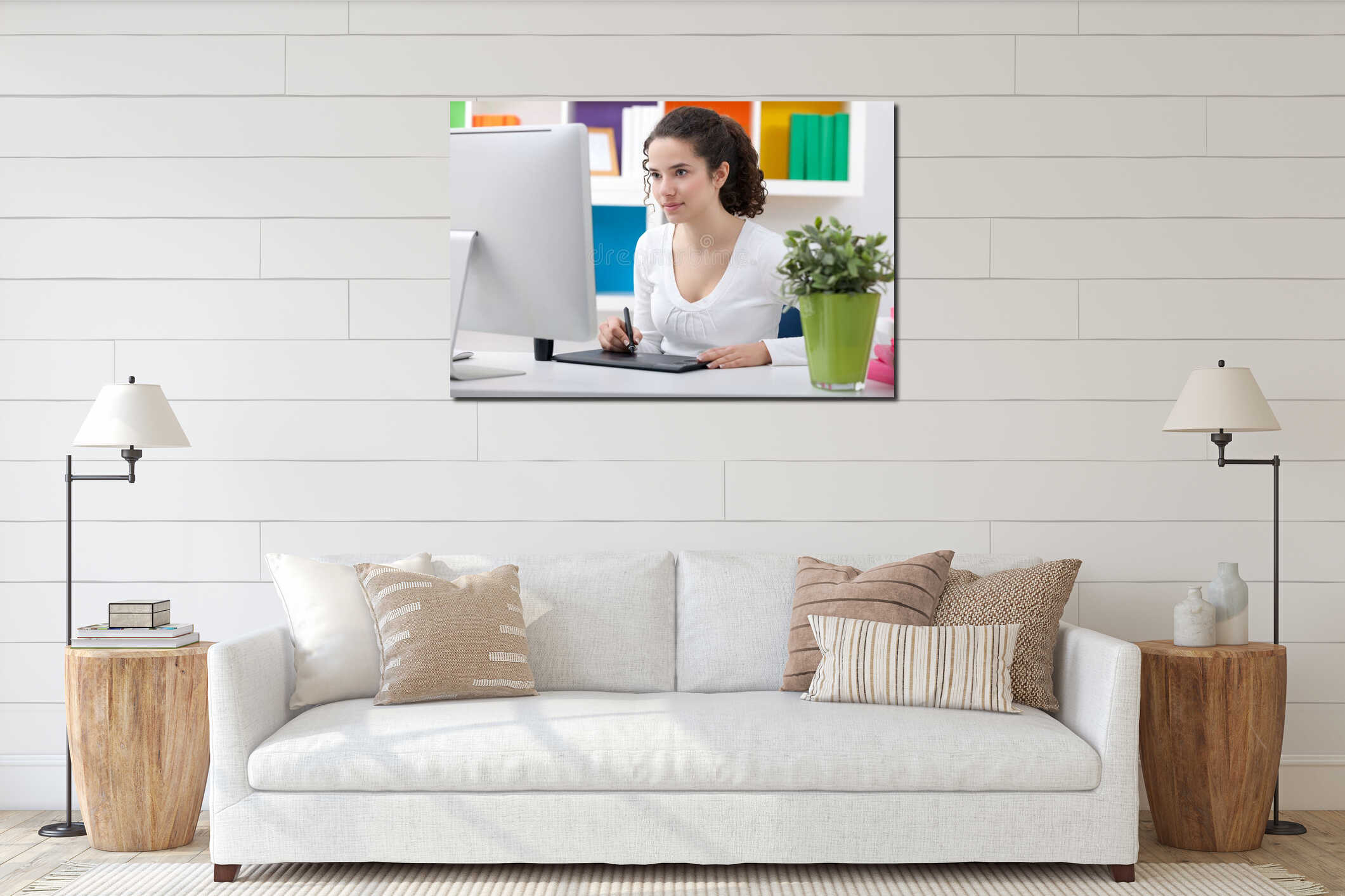 Canvas hanging interior mockup