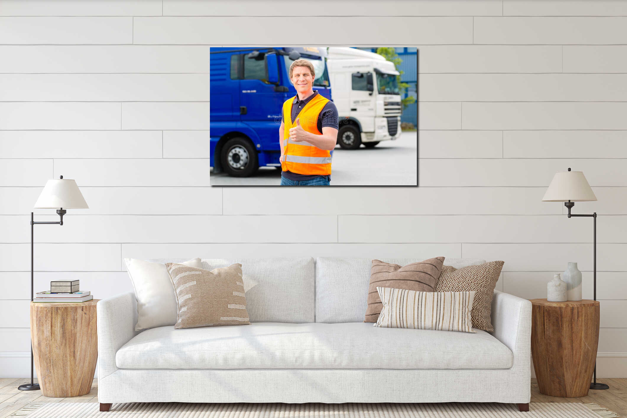 Canvas hanging interior mockup