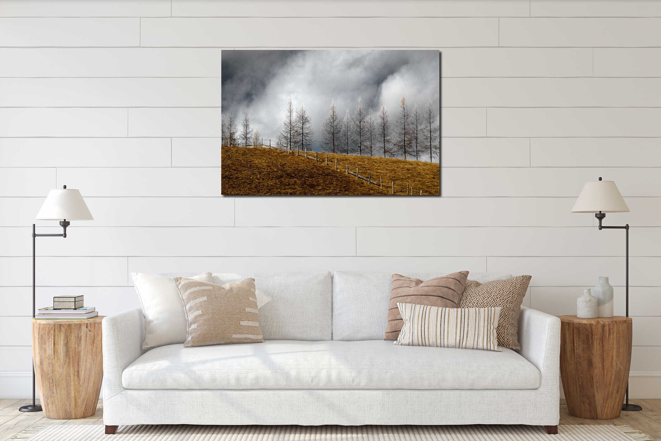 Canvas hanging interior mockup