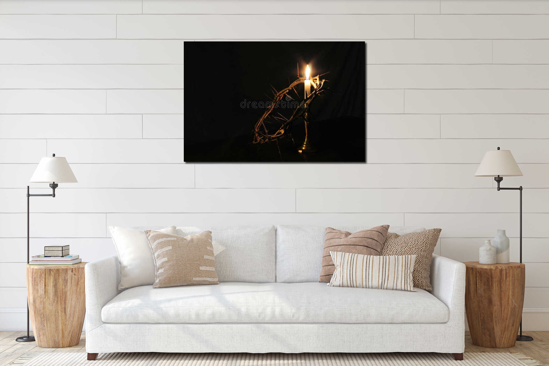 Canvas hanging interior mockup