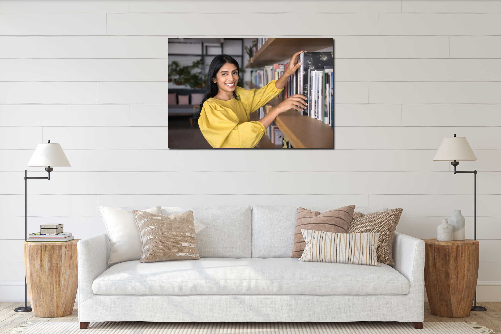 Canvas hanging interior mockup