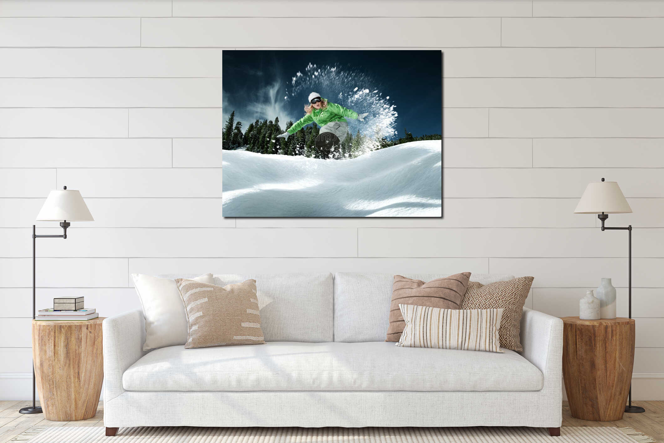 Canvas hanging interior mockup