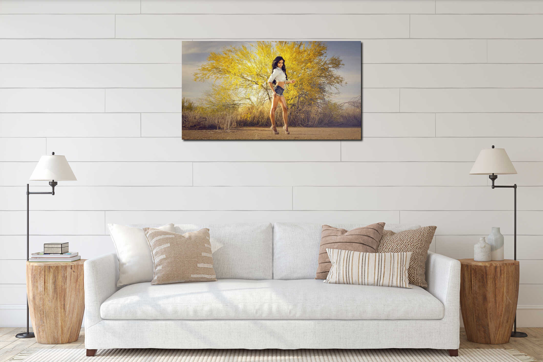 Canvas hanging interior mockup