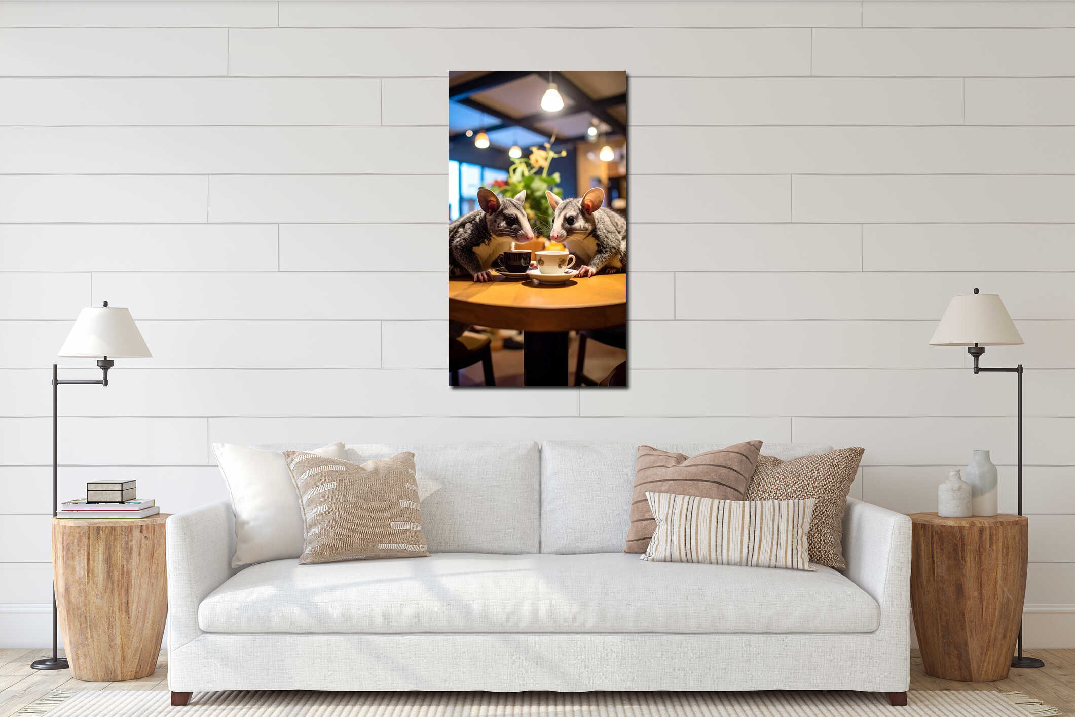 Canvas hanging interior mockup