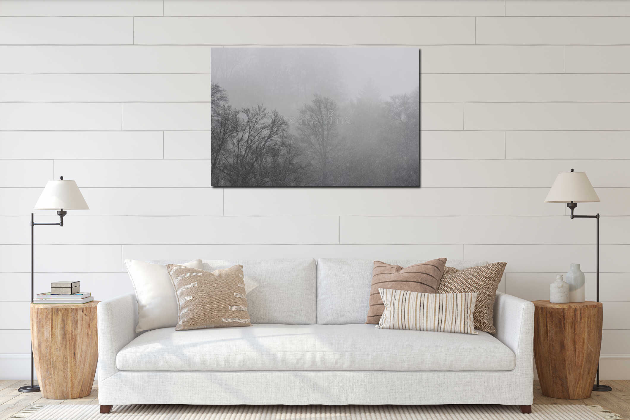 Canvas hanging interior mockup
