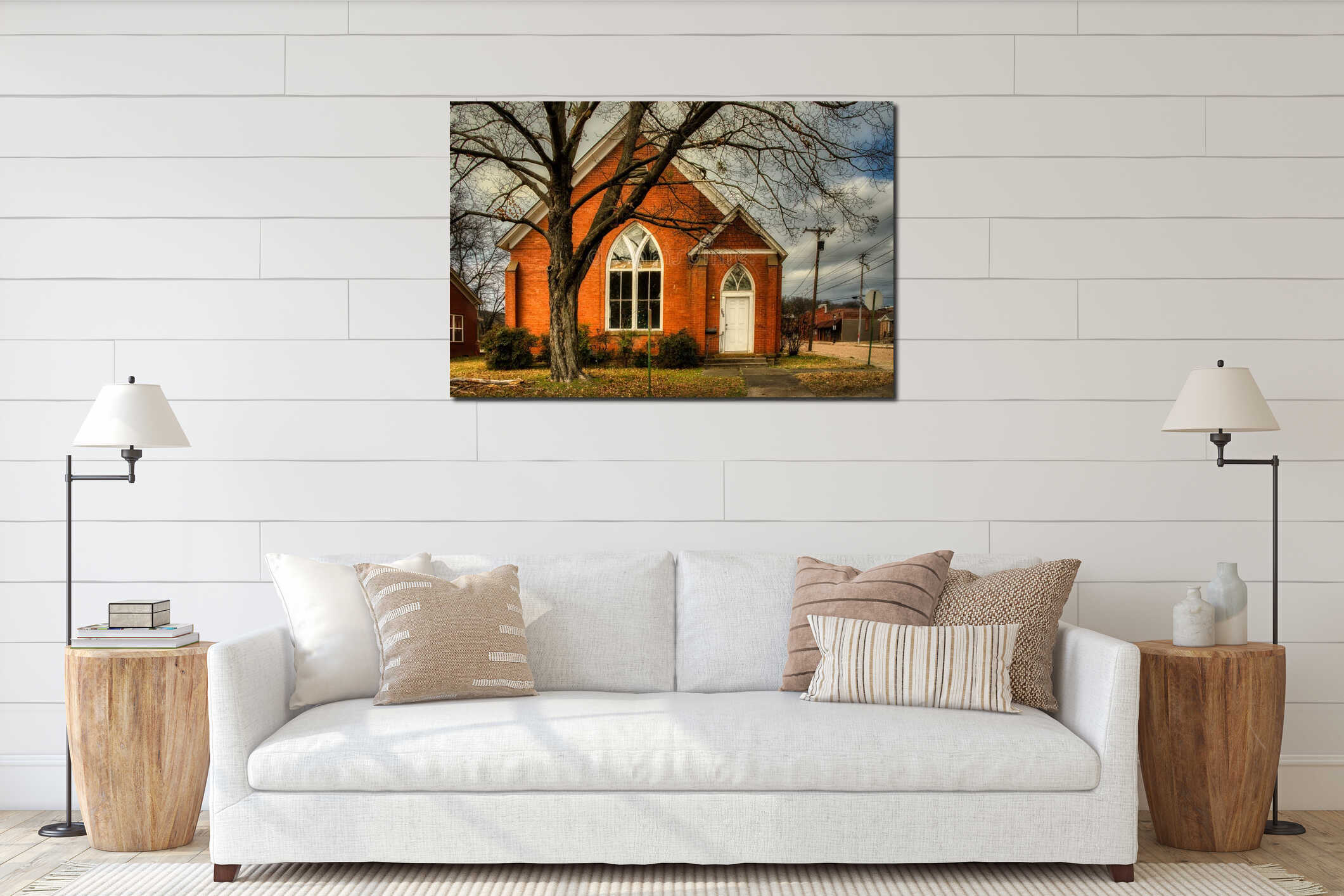 Canvas hanging interior mockup