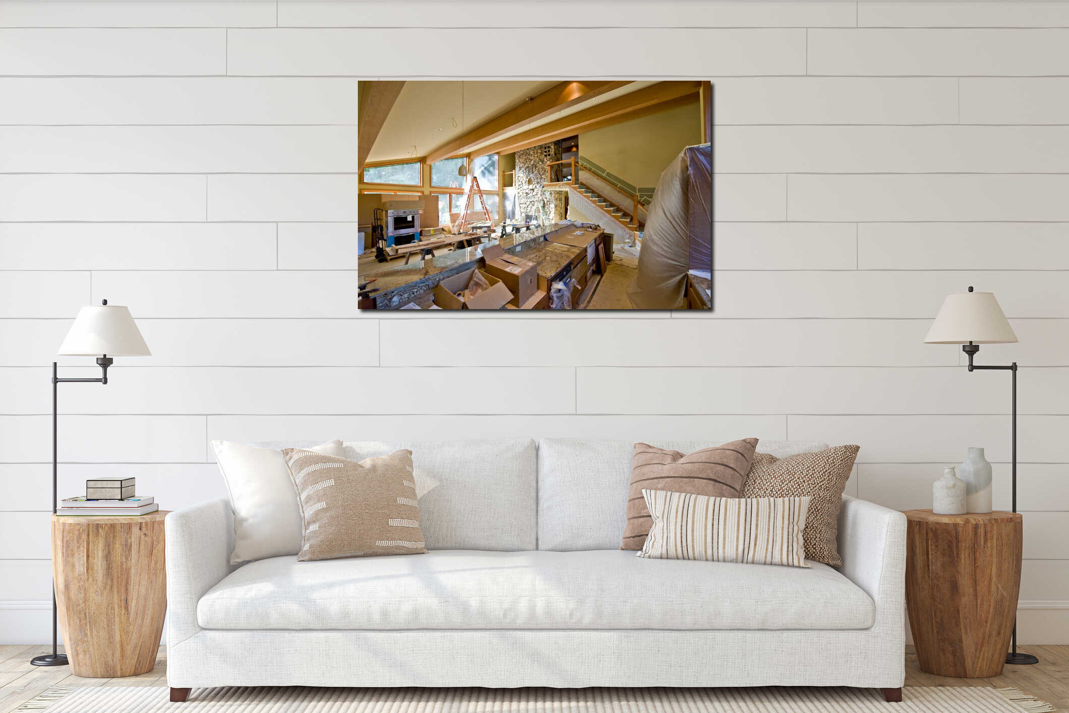 Canvas hanging interior mockup