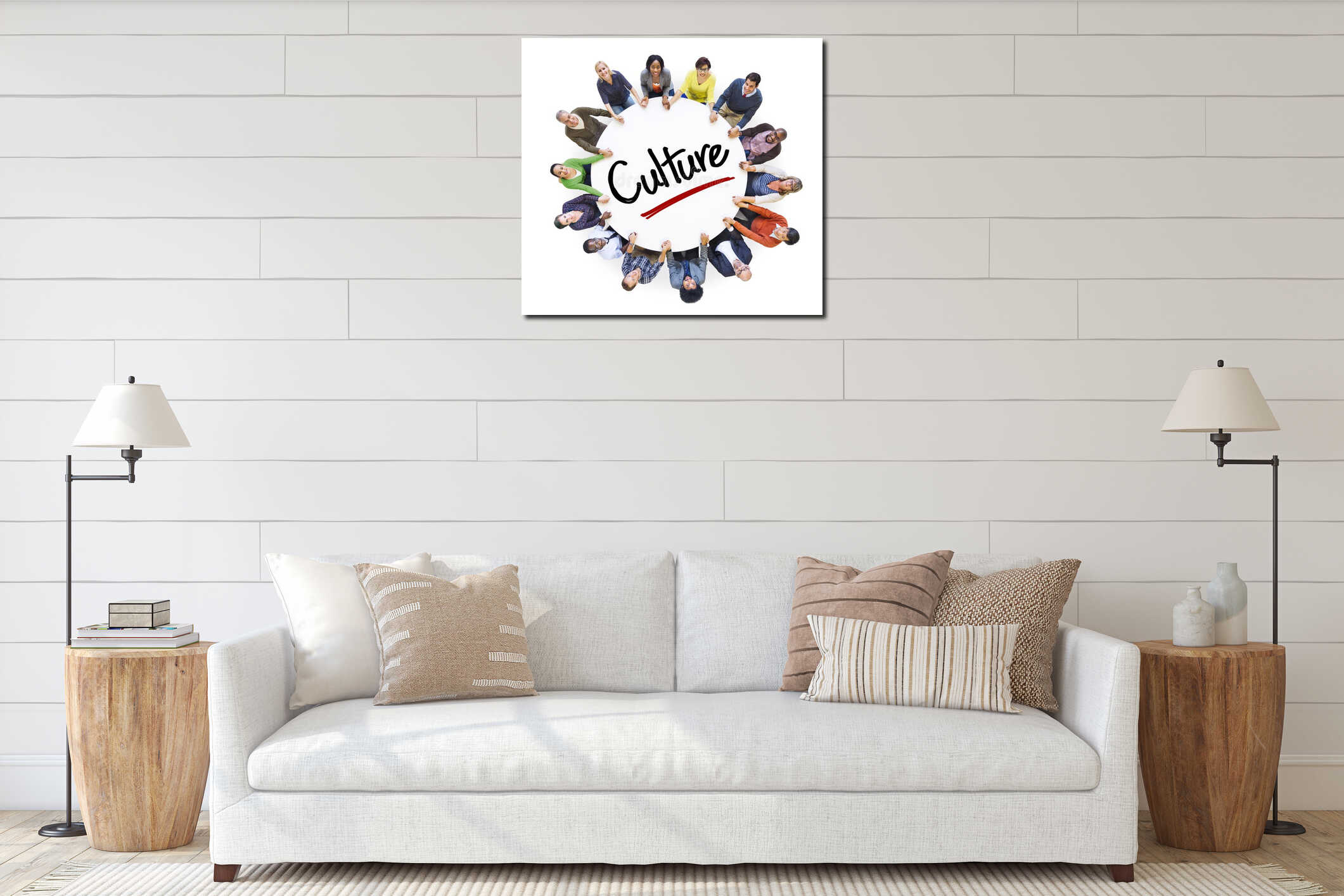 Canvas hanging interior mockup