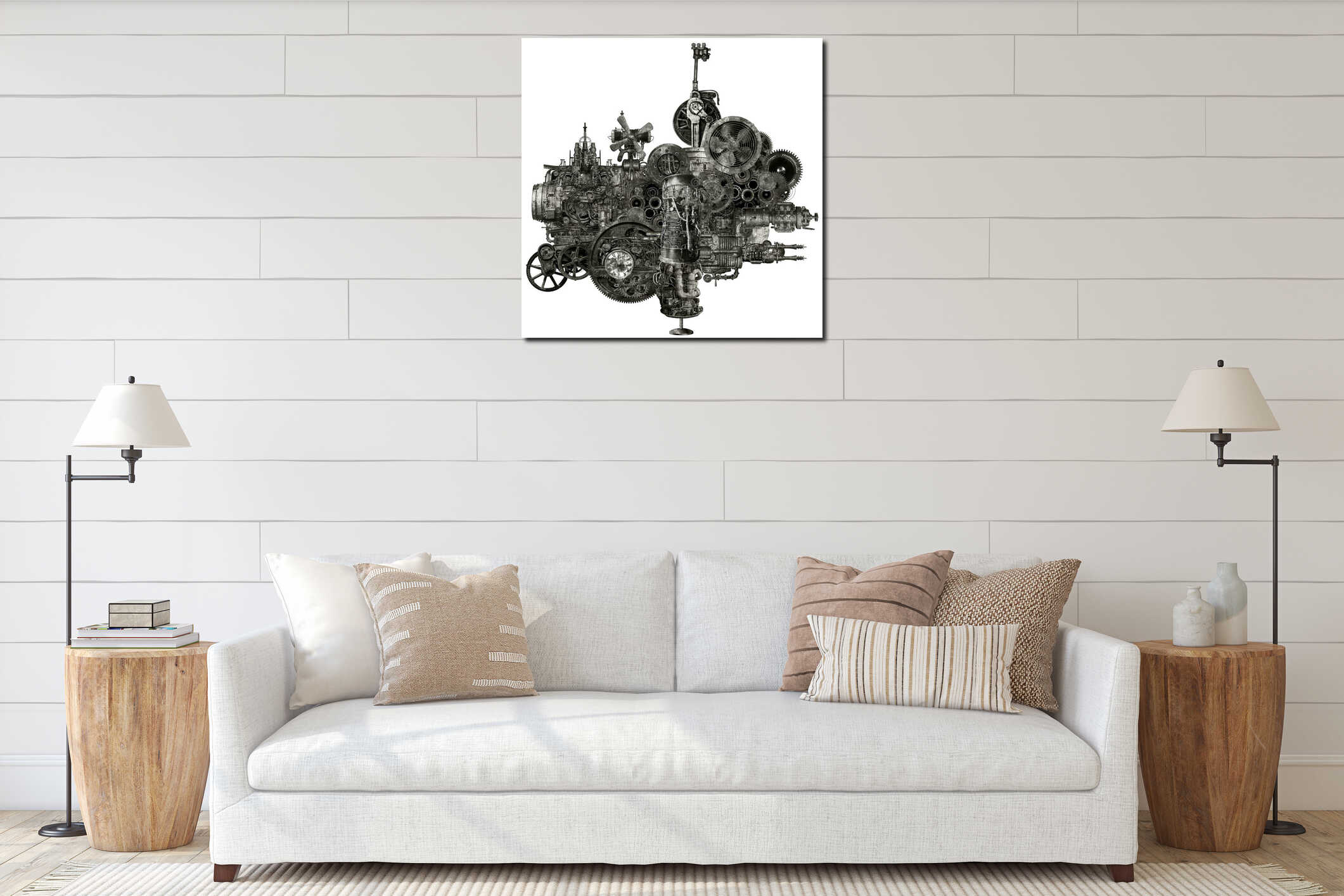 Canvas hanging interior mockup