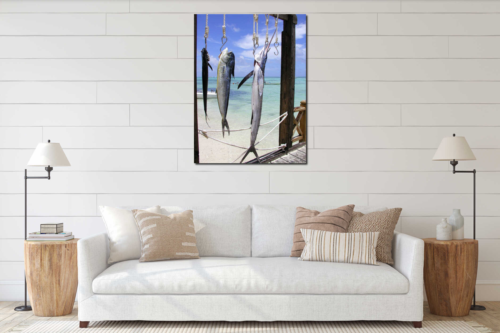 Canvas hanging interior mockup