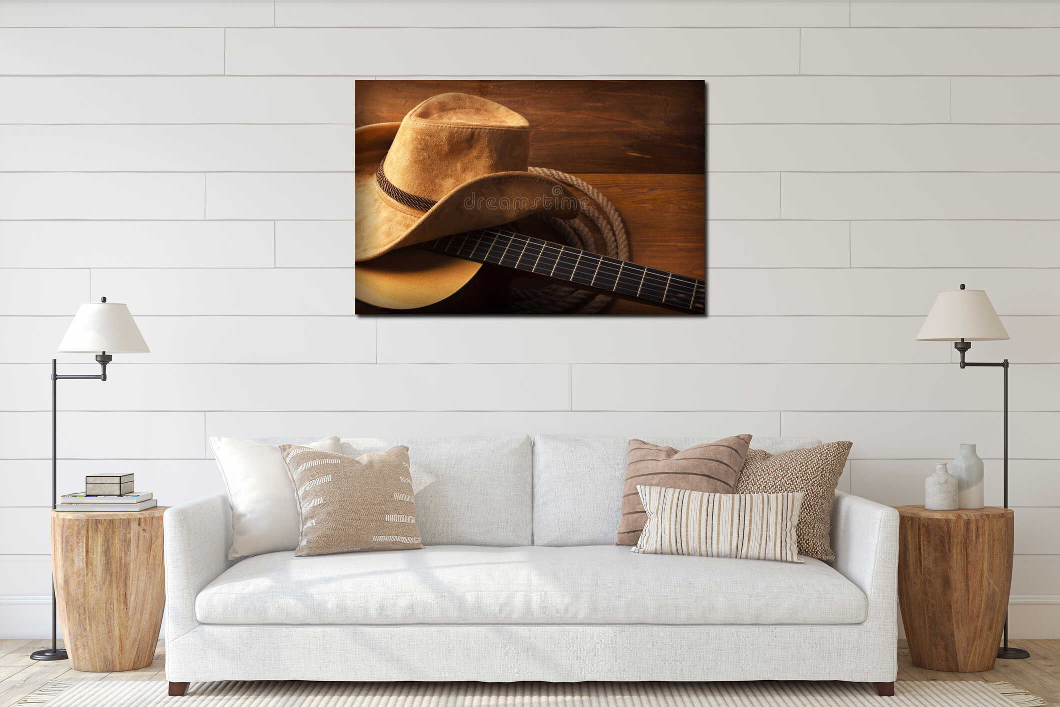 Canvas hanging interior mockup