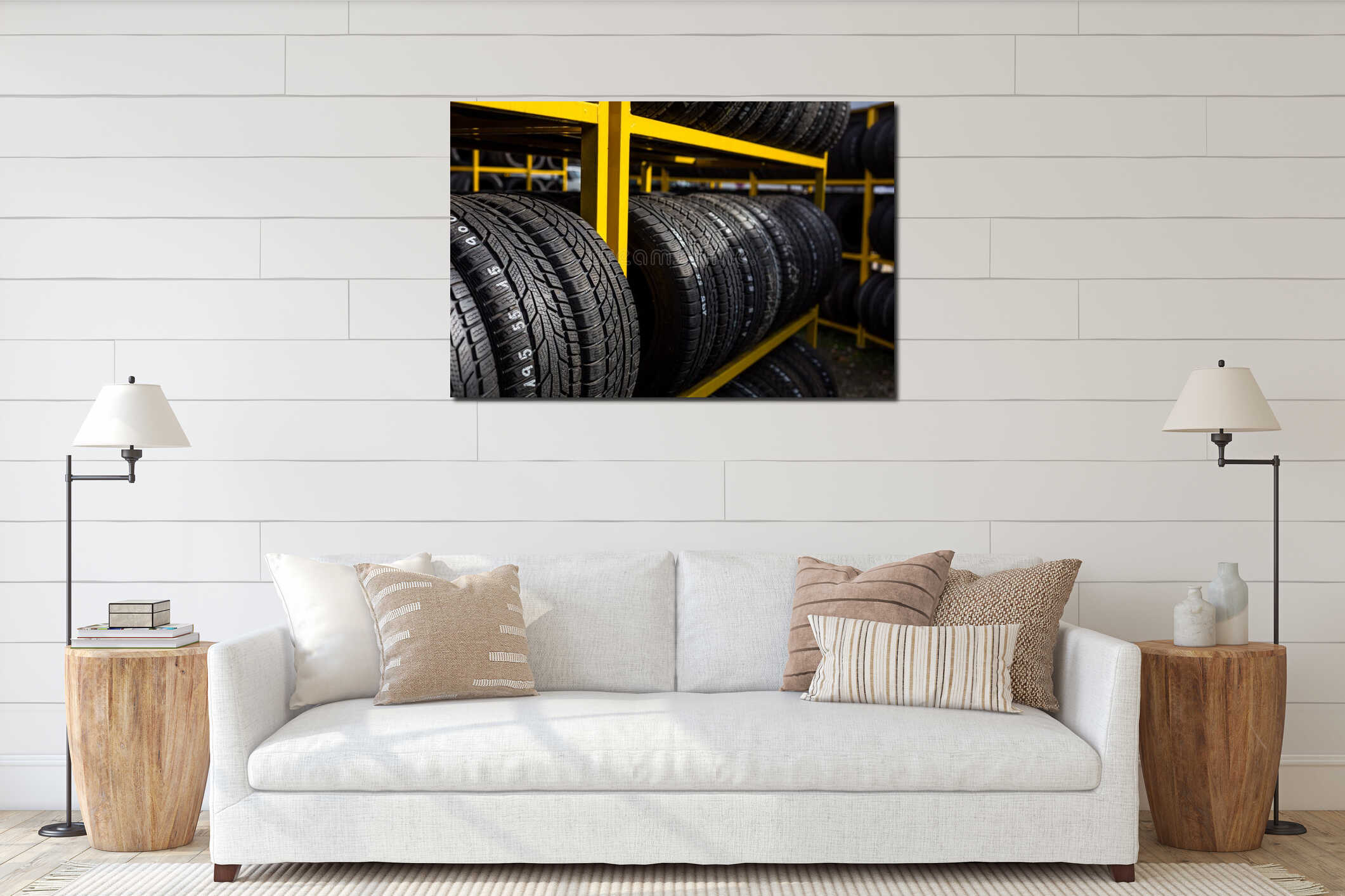 Canvas hanging interior mockup