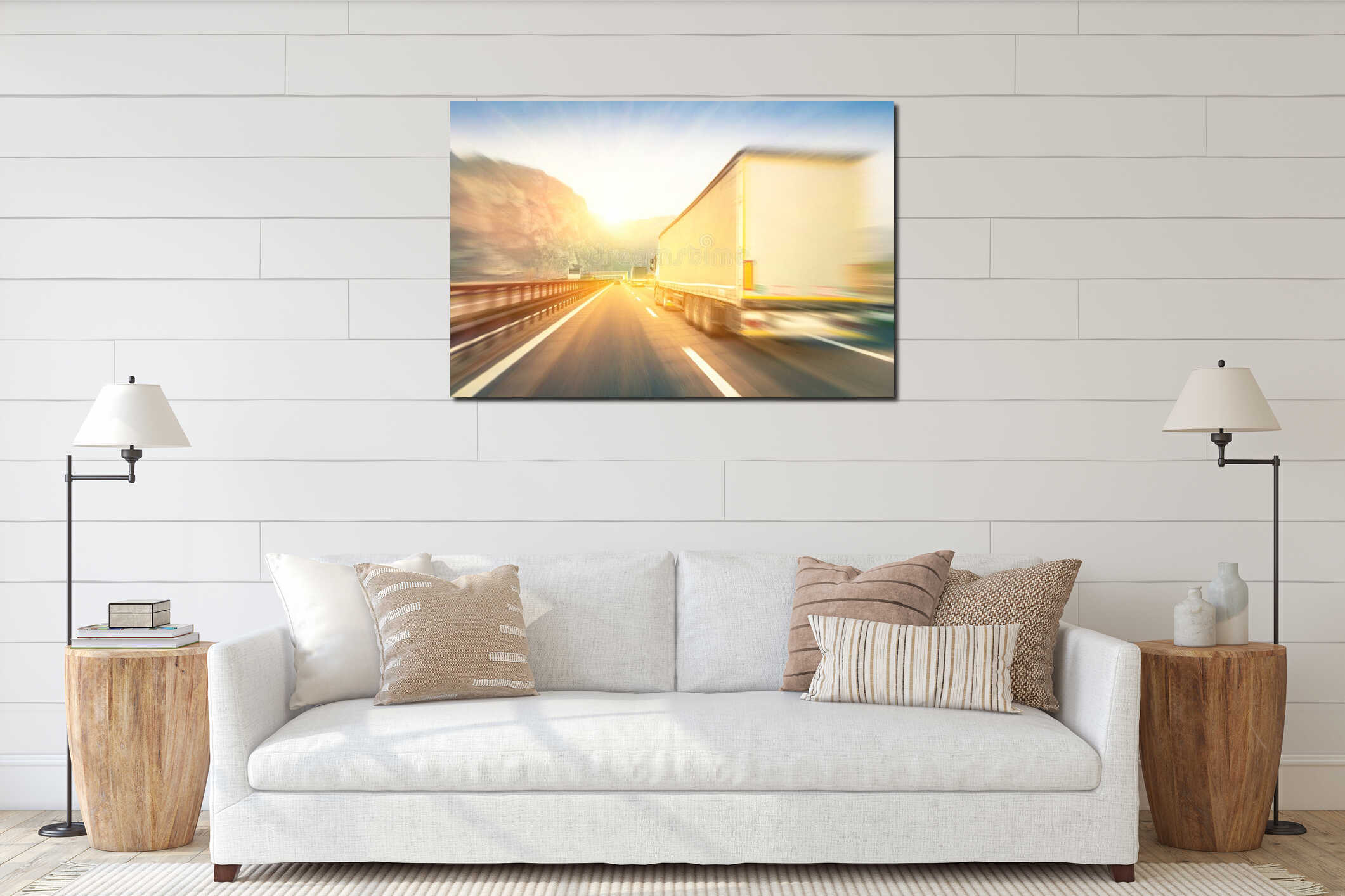 Canvas hanging interior mockup