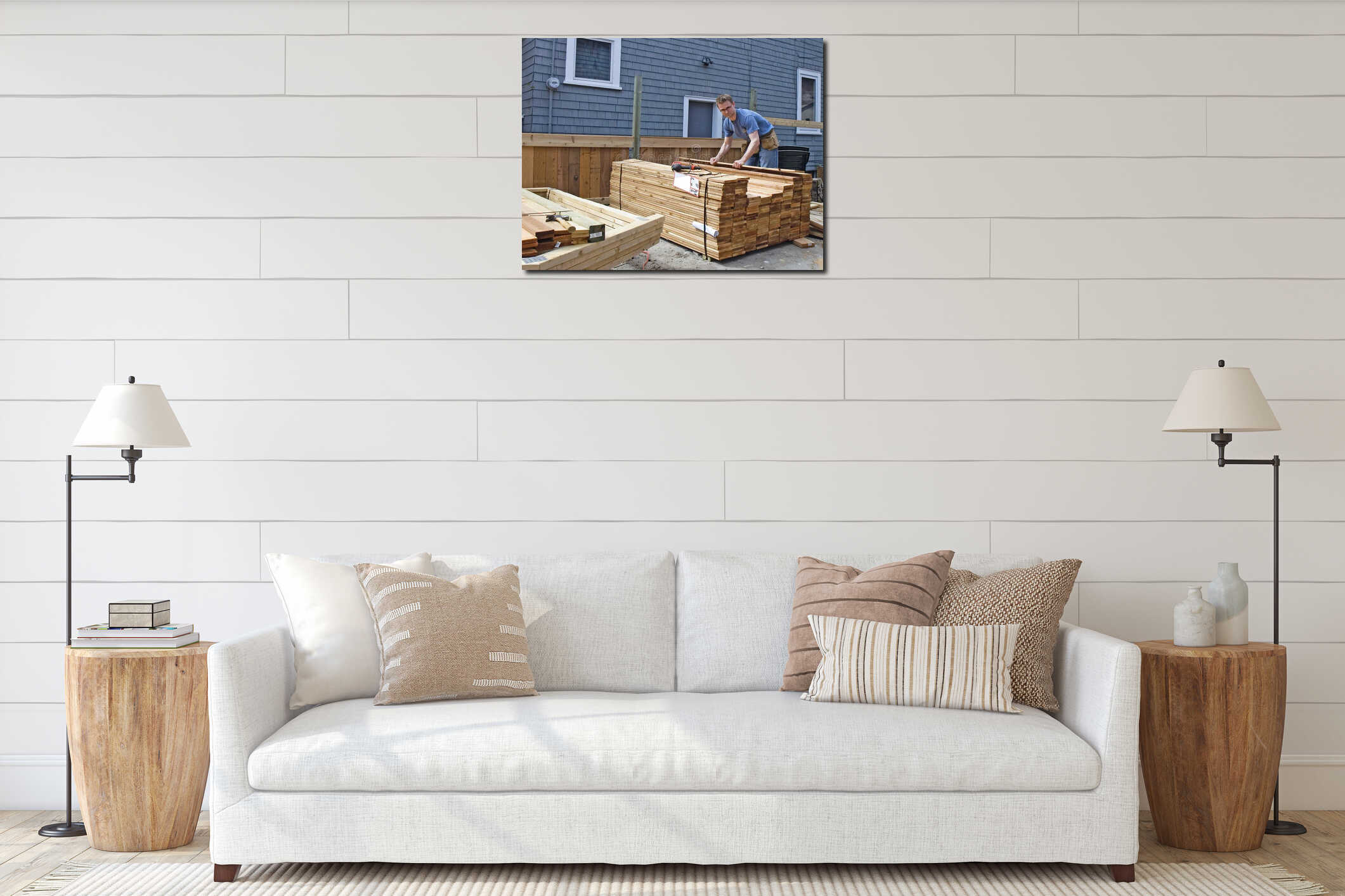 Canvas hanging interior mockup